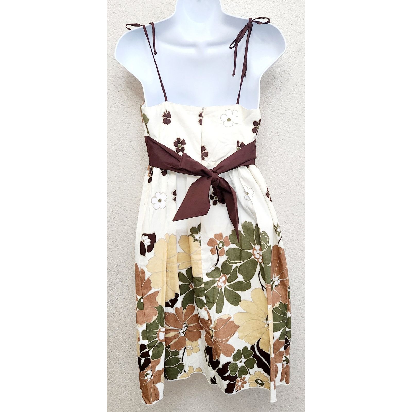 Other My Michelle Cream Brown Green Floral Mini Dress 5 Juniors Size S / US 4 / IT 40 - 2 Thumbnail