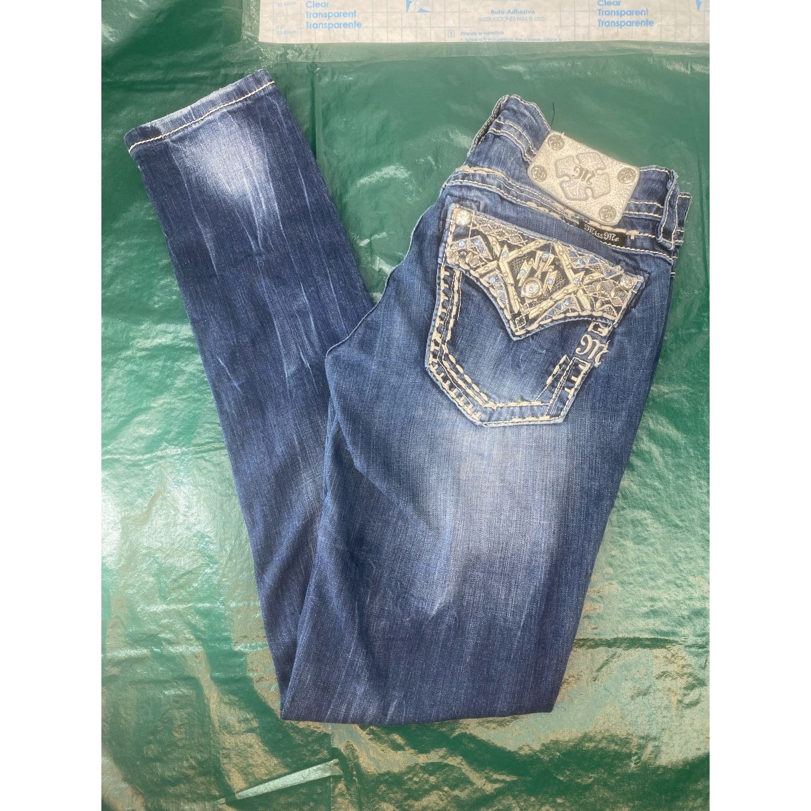 Miss Me MISS ME Size 27 Denim Mid-Rise Ankle Skinny Y2K Distressed Size 27" / US 4 / IT 40 - 7 Thumbnail