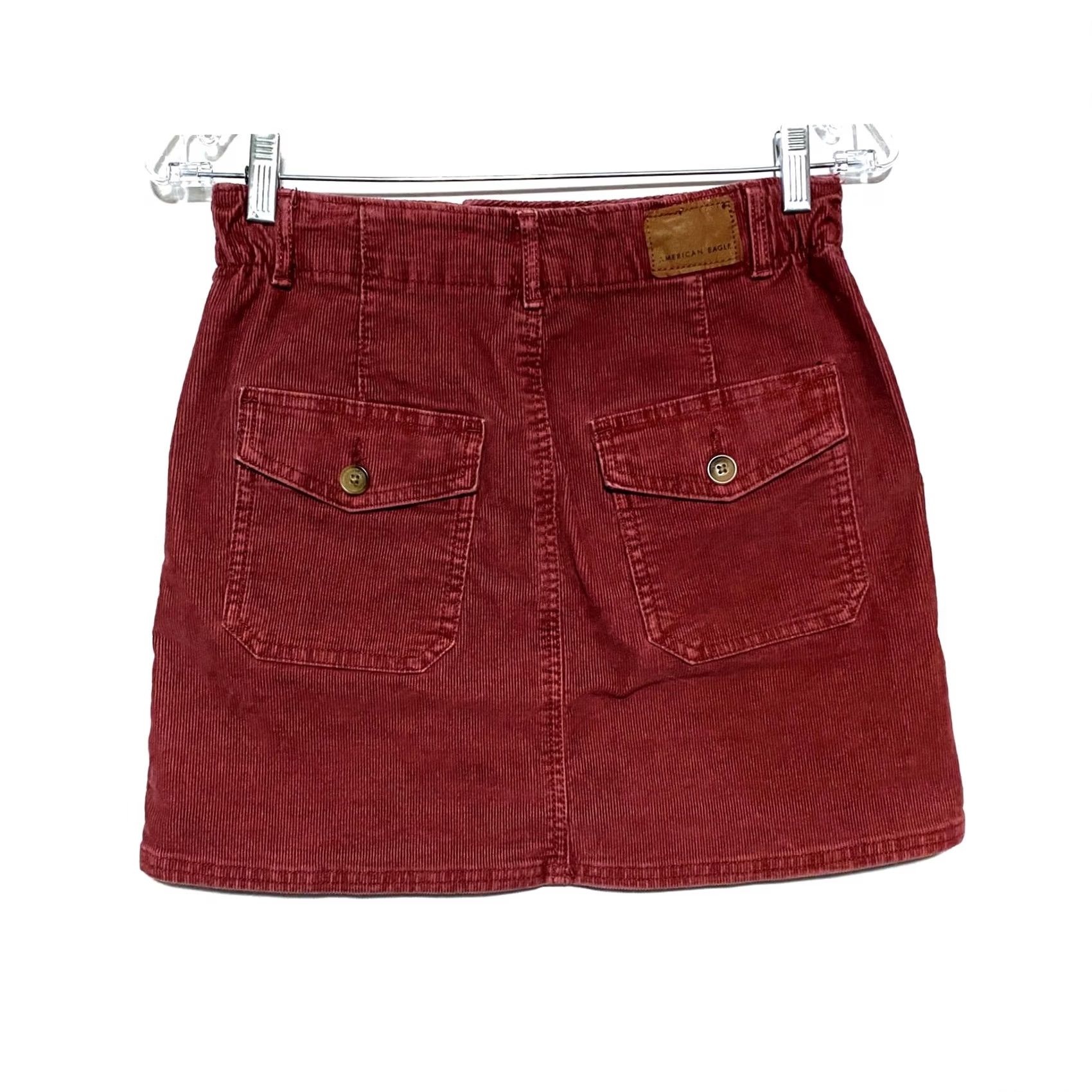 American Eagle Outfitters VINTAGE American Eagle Corduroy Utility A Line Mini Skirt 0R Super Stretch Preppy Y2K Womens Skirt Red Light Jackets not allowed Size 25" / US 0 / IT 36 - 2 Thumbnail