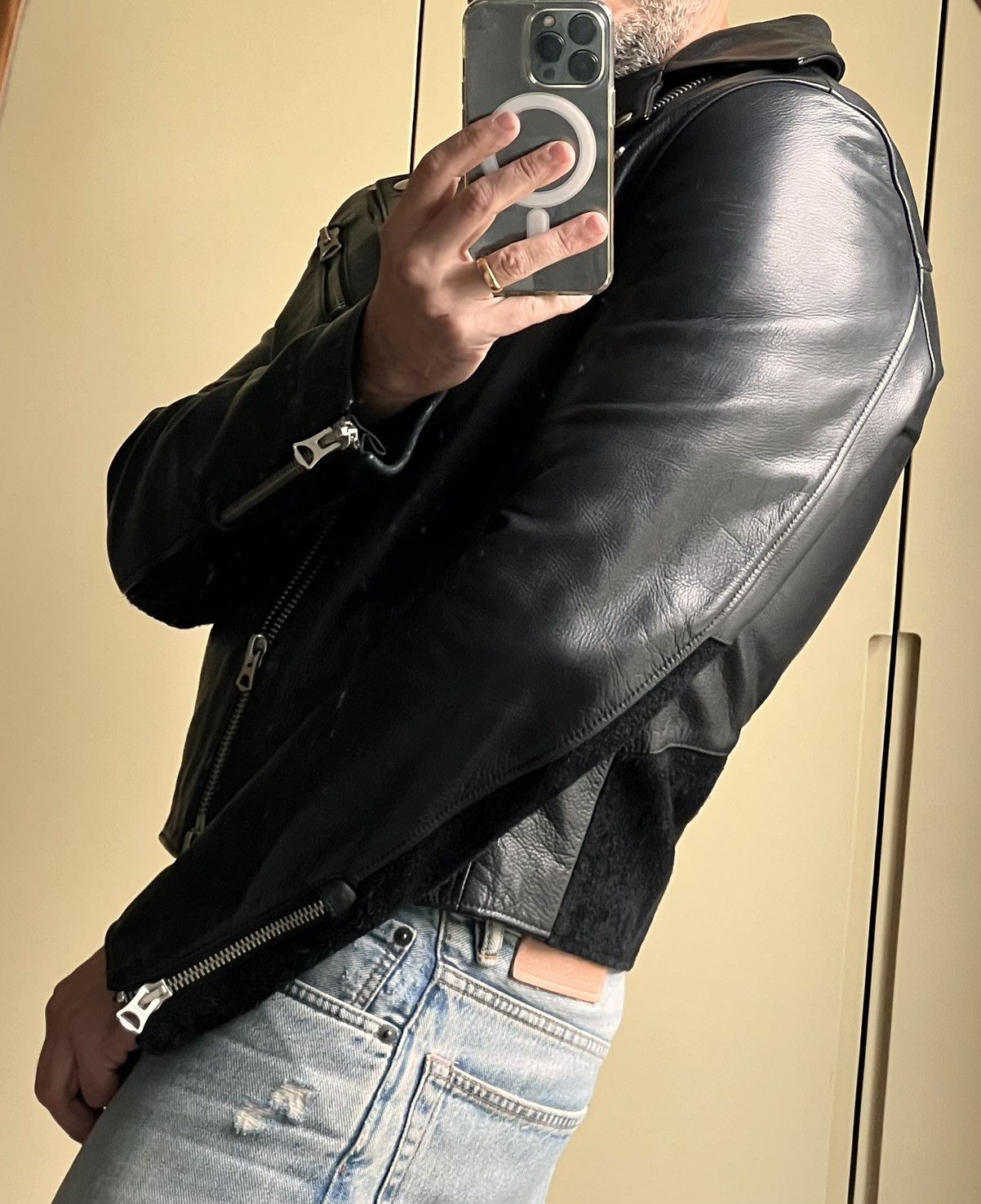 Acne Studios Acne Studios Gibson Black Calf Leather Biker Jacket Size 48 Size US M / EU 48-50 / 2 - 2 Thumbnail