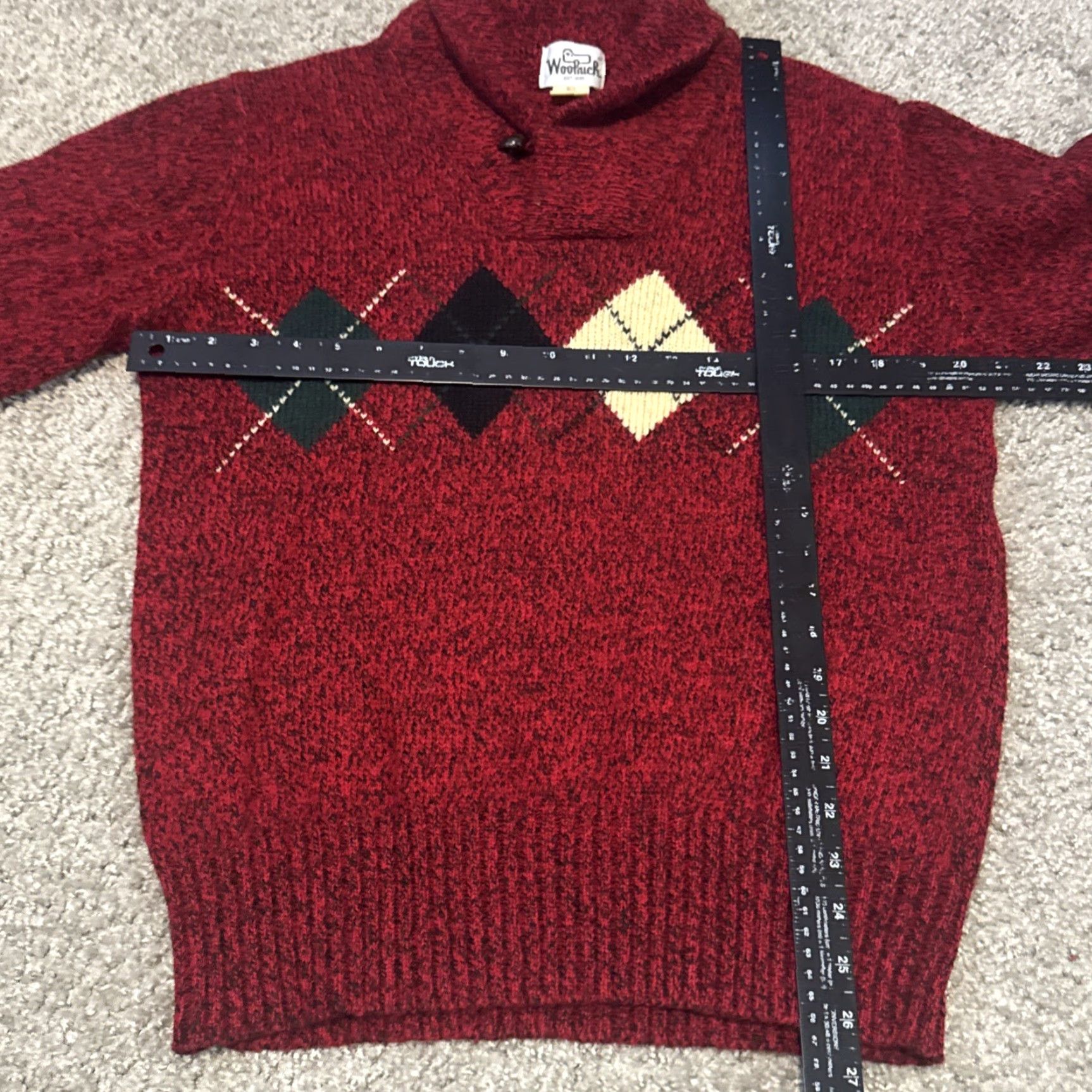 Vintage VINTAGE Woolrich Red Agryle Shawl Button Collar Wool Sweater Medium Size US M / EU 48-50 / 2 - 7 Thumbnail