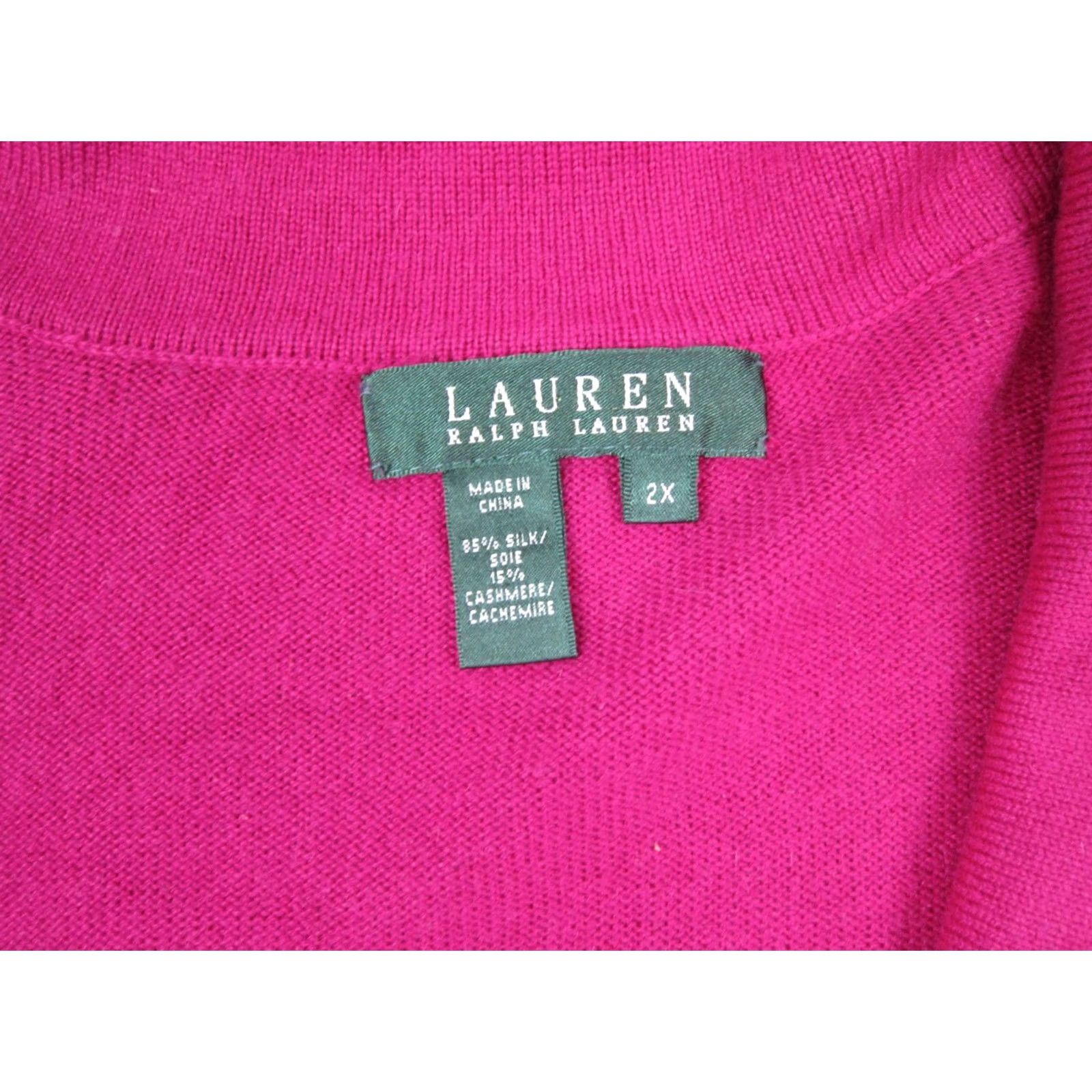 Ralph Lauren Ralph Lauren Sweater Womens Plus 2X Pink Silk Cashmere Shawl Neck Classic LRL 90s Size XXL / US 16-18 / IT 52-54 - 3 Thumbnail