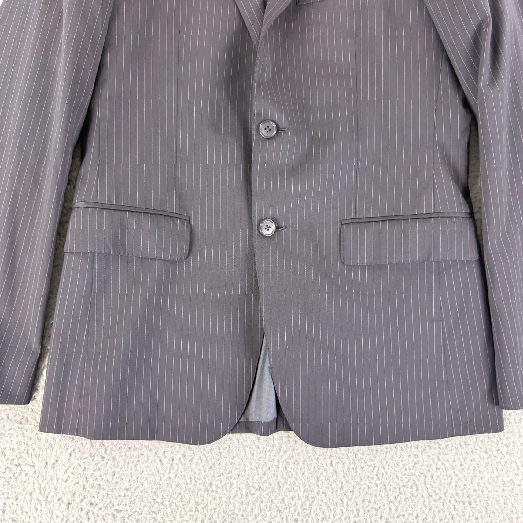 Theory **Theory Black Men's 38 Blazer Jacket Stripe Wool Blend Regular Fit** User: Theory Black Men's 38 Blazer Jacket Stripe Wool Blend Regular Fit Size US M / EU 48-50 / 2 - 5 Thumbnail