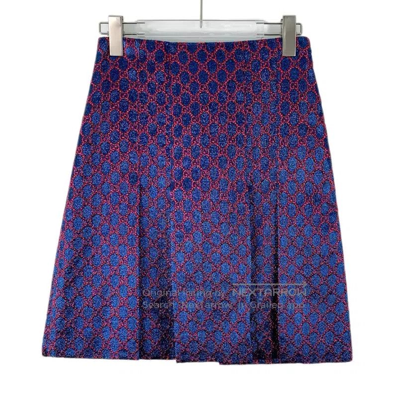 Gucci Gucci Blue logo jacquard full print casual pleated skirt s Size 25" / US 0 / IT 36 - 1 Thumbnail