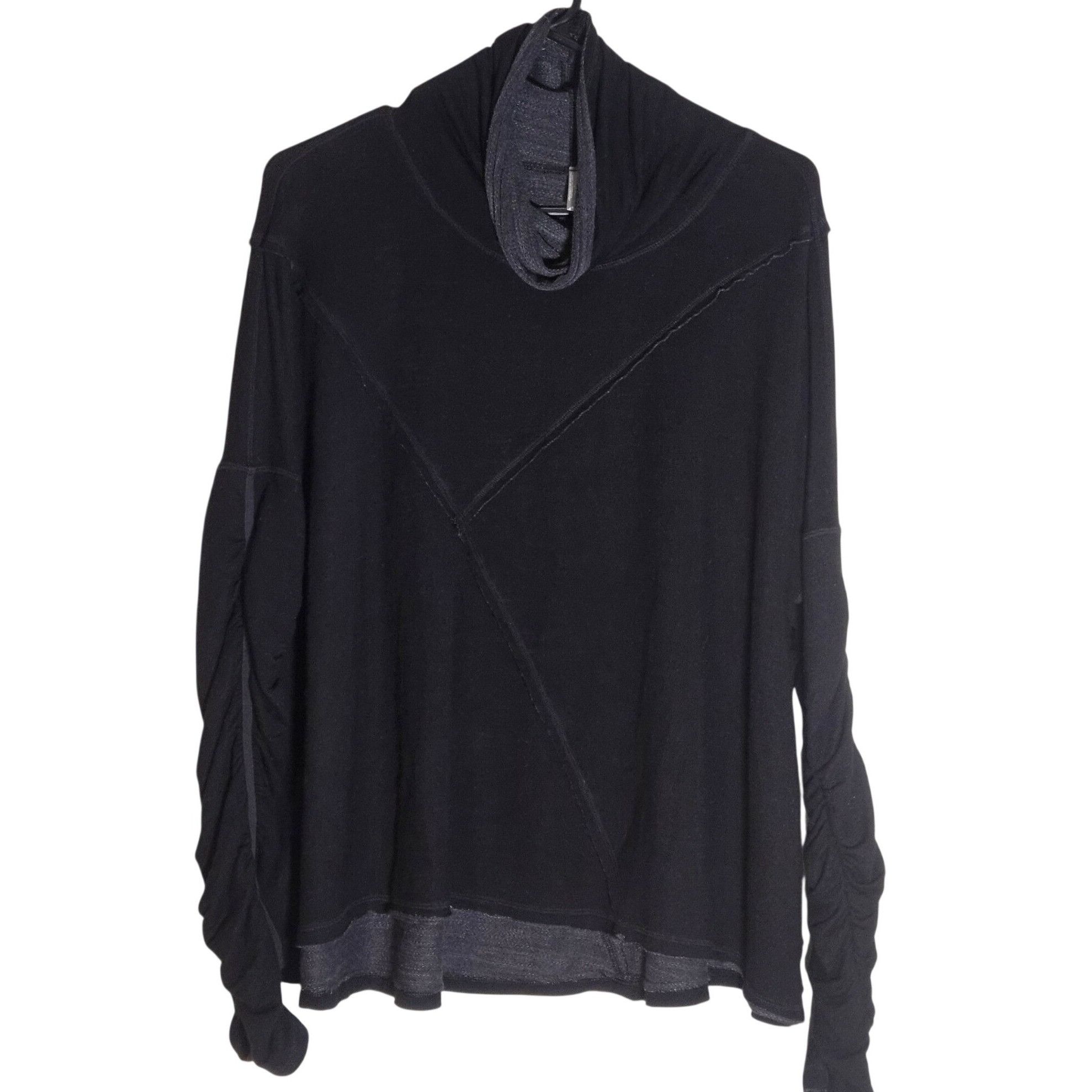 Free People Free People Women Black Ruched Cowl Neck Top M | Whimsygoth, Size S / US 4 / IT 40 - 2 Thumbnail