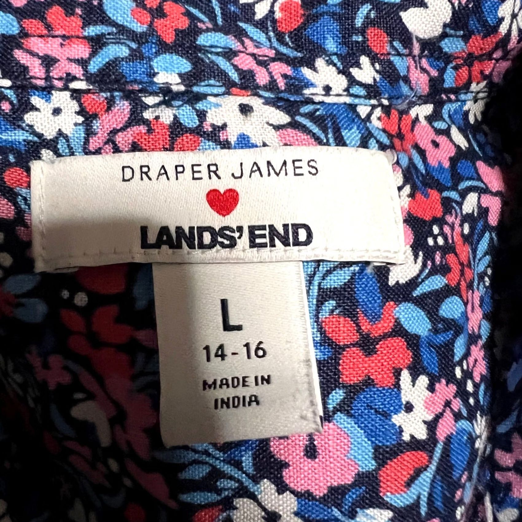 Vintage Draper James Lands' End Shirt Womens Large L Button-Up Cottagecore Floral Linen Blue Women's L Regular Size L / US 10 / IT 46 - 6 Thumbnail