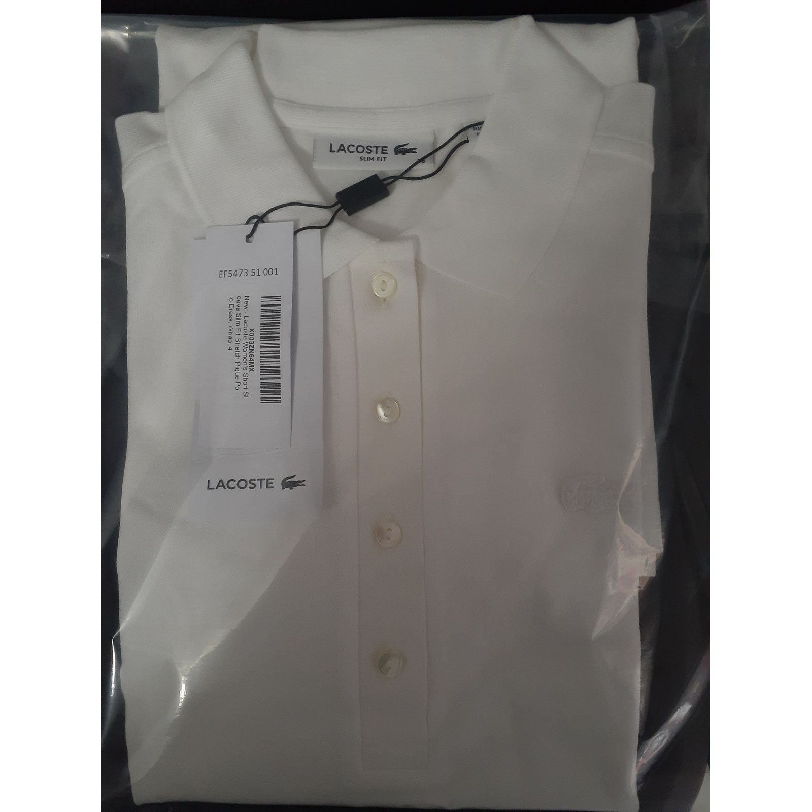Lacoste Lacoste Short Sleeve Slim Fit Stretch Polo Dress White 4 Size S / US 4 / IT 40 - 2 Thumbnail