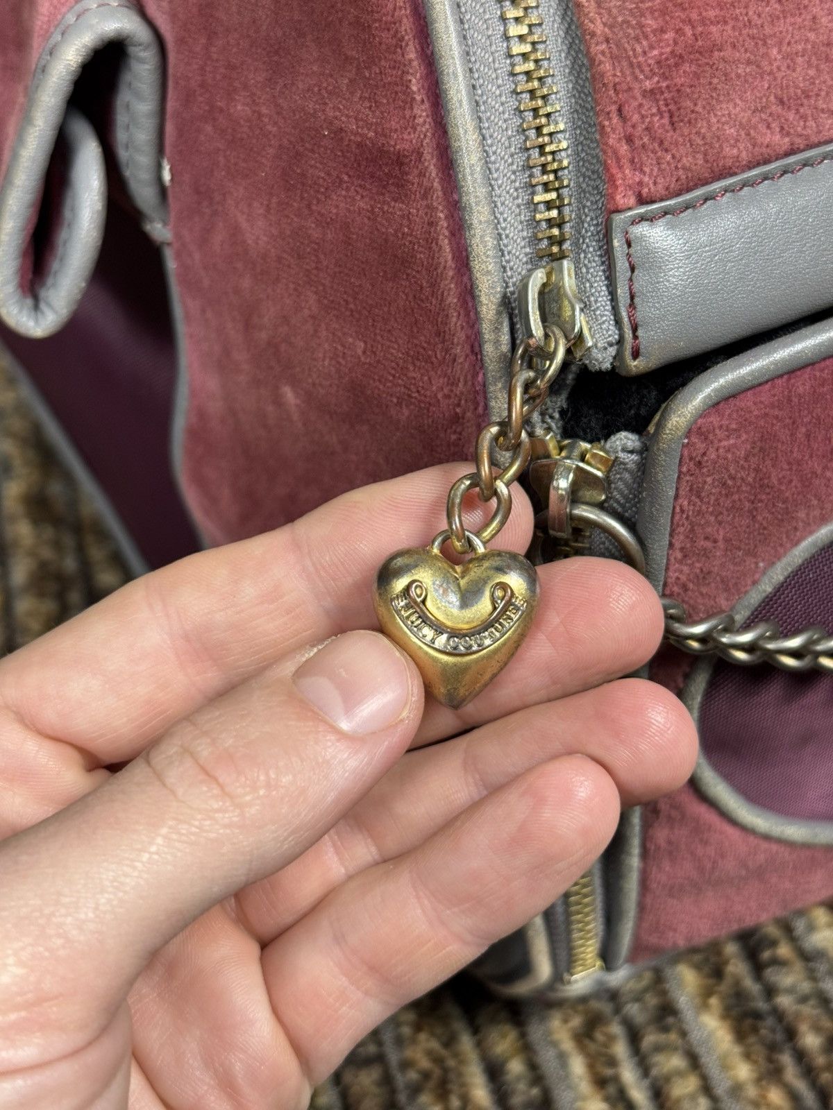 Juicy Couture Jeans VTG JUICY COUTURE RARE Y2K Pink Velvet Pet Carrier Handbag Size ONE SIZE - 17 Thumbnail