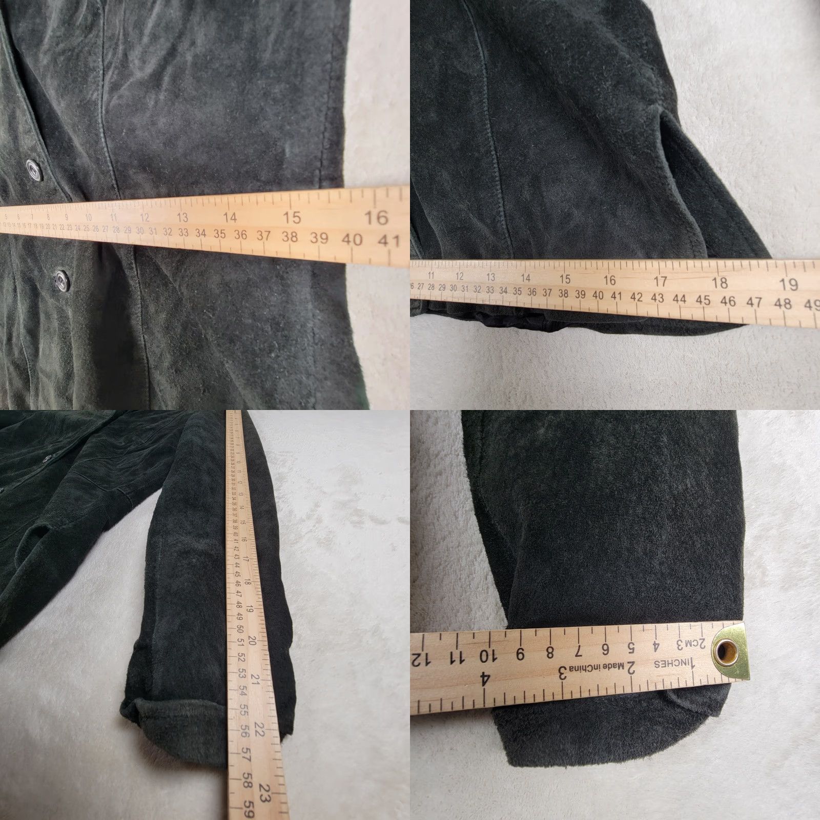 Liz Claiborne Liz Claiborne Blazer Jacket Women's PS Petite Black Suede Mid-Length Button Long Sleeve Lined Polyester City Casual Workwear Fall Winter Size S / US 4 / IT 40 - 8 Thumbnail