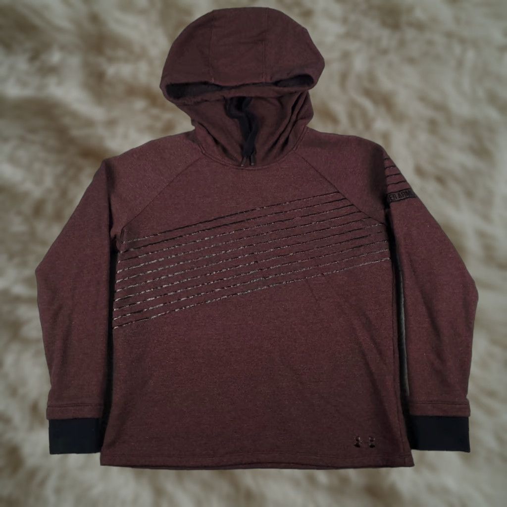 Under Armour Under Armour Hoodie Mens Medium Burgundy Threadborne Pullover Sweatshirt Size US M / EU 48-50 / 2 - 1 Thumbnail