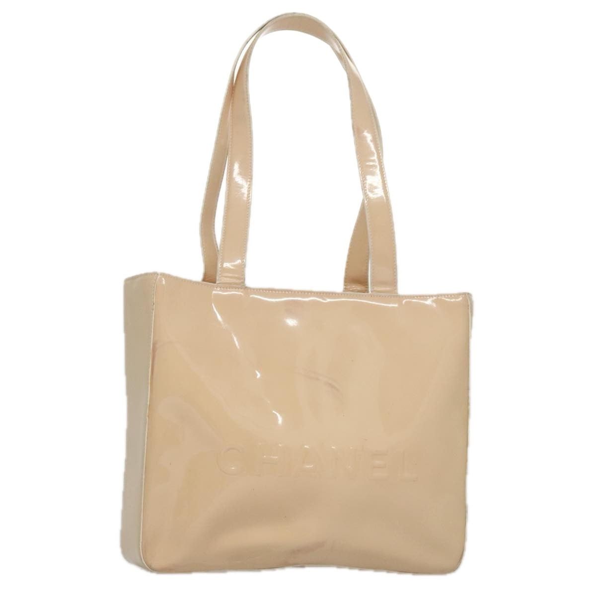 CHANEL Tote Bag Enamel Beige Gold CC