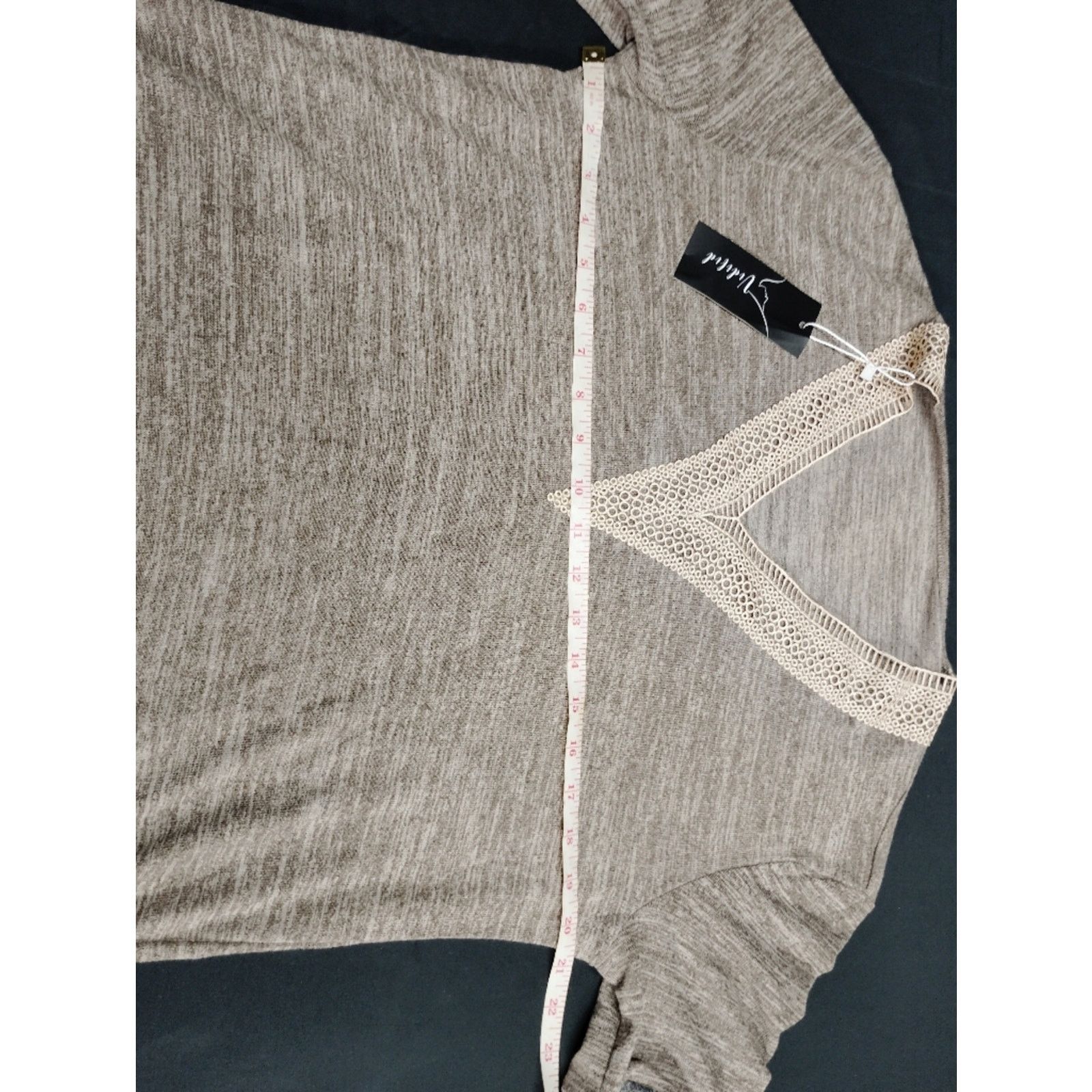 Casey Vidalenc Vidifid Lace Trim Knit Top - Taupe Size L / US 10 / IT 46 - 6 Thumbnail