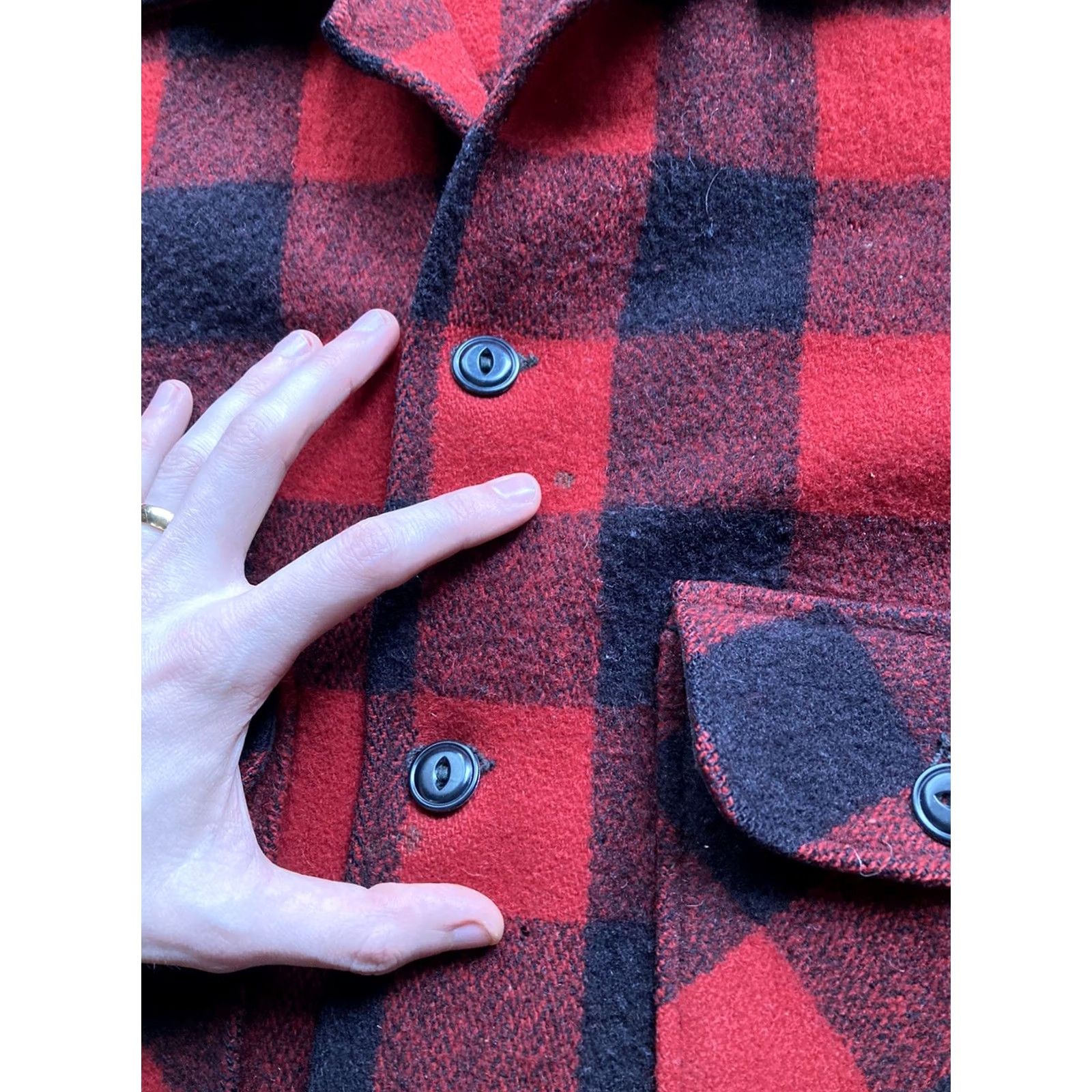 CO VINTAGE J.O. Ballard & Co Shirt Mackinaw Wool Buffalo Plaid Jacket Large L 1950s Buffalo Plaid Mens Wool Jacket Size US L / EU 52-54 / 3 - 6 Thumbnail