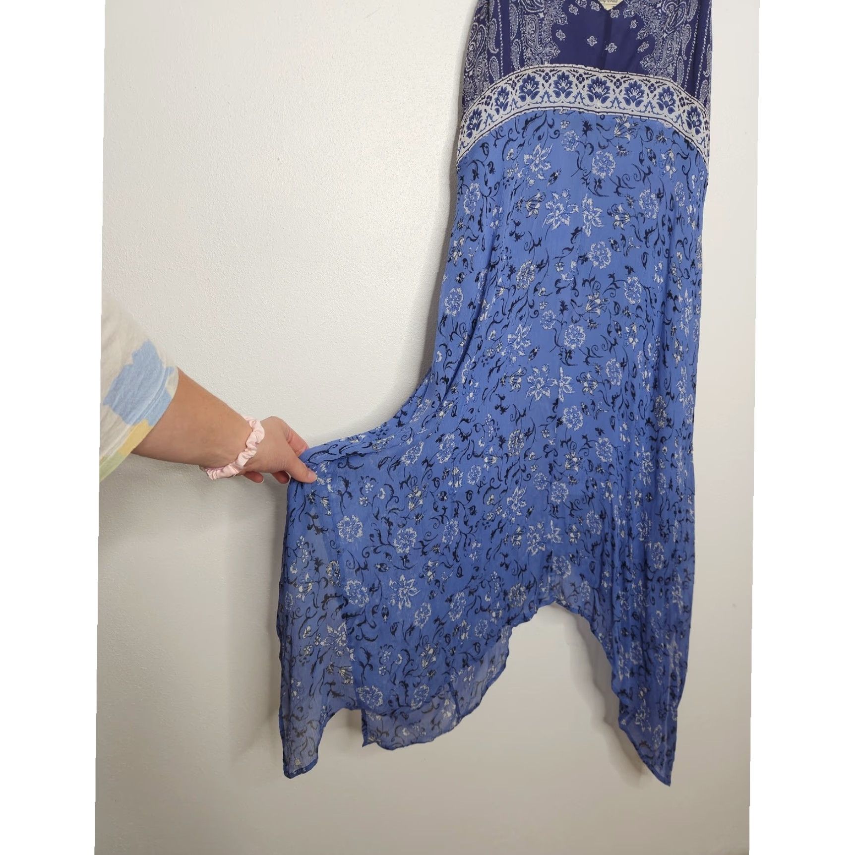 Lucky Brand VINTAGE Lucky Brand Dress Boho Handkerchief Hi-Low Sundress Blue S Women 90s Surf Beachy Boho Yellow? Size S / US 4 / IT 40 - 3 Thumbnail