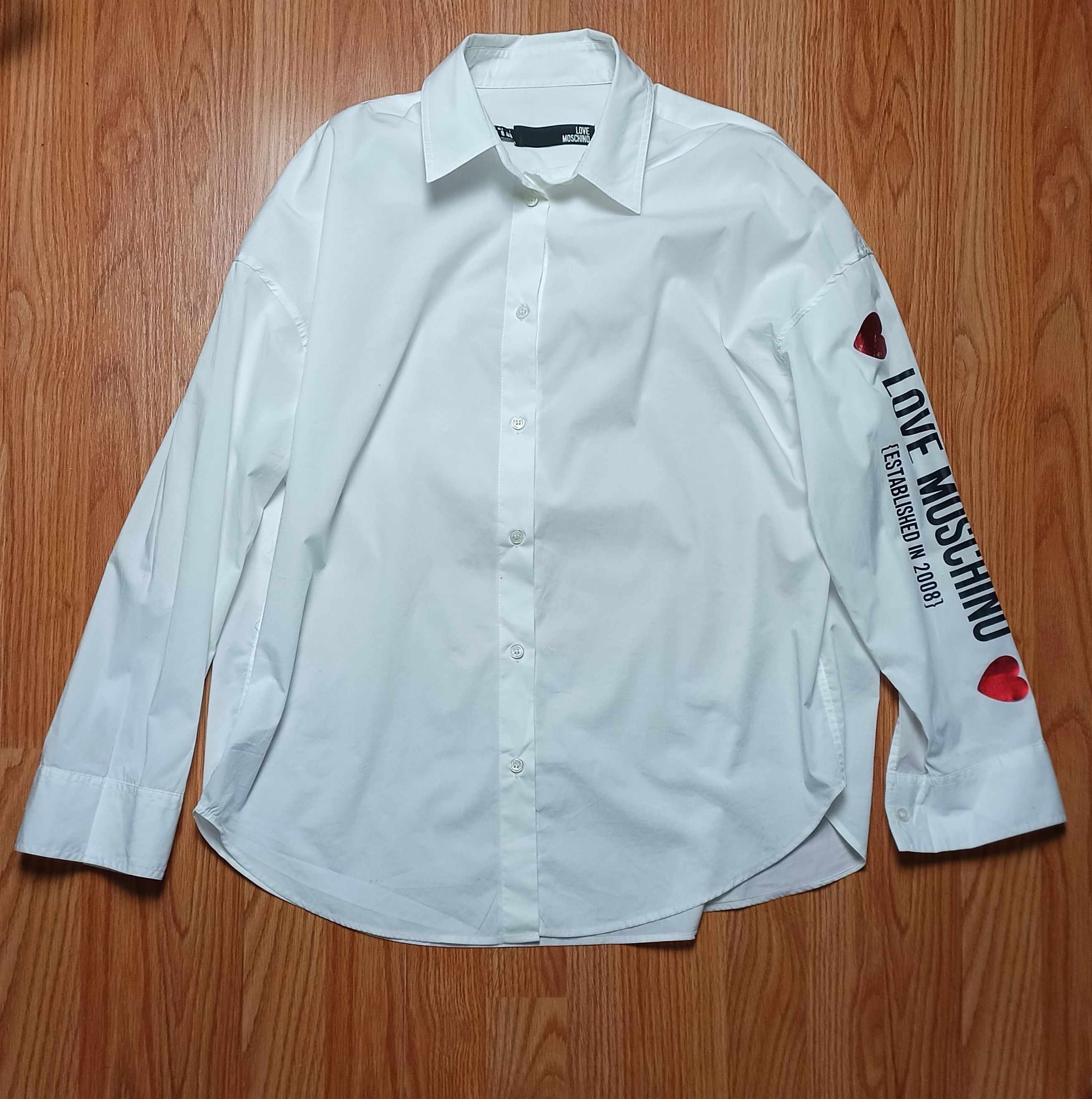 Love Moschino Love Moschino Cotton White Logo Print Blouse Shirt US8 EU40 Size M / US 6-8 / IT 42-44 - 9 Thumbnail