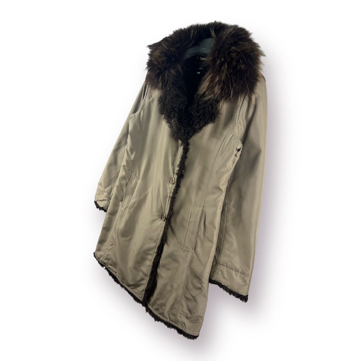 Japanese Brand 🔥 INED japanese fur lined longcoat fox fur collar Size S / US 4 / IT 40 - 2 Thumbnail