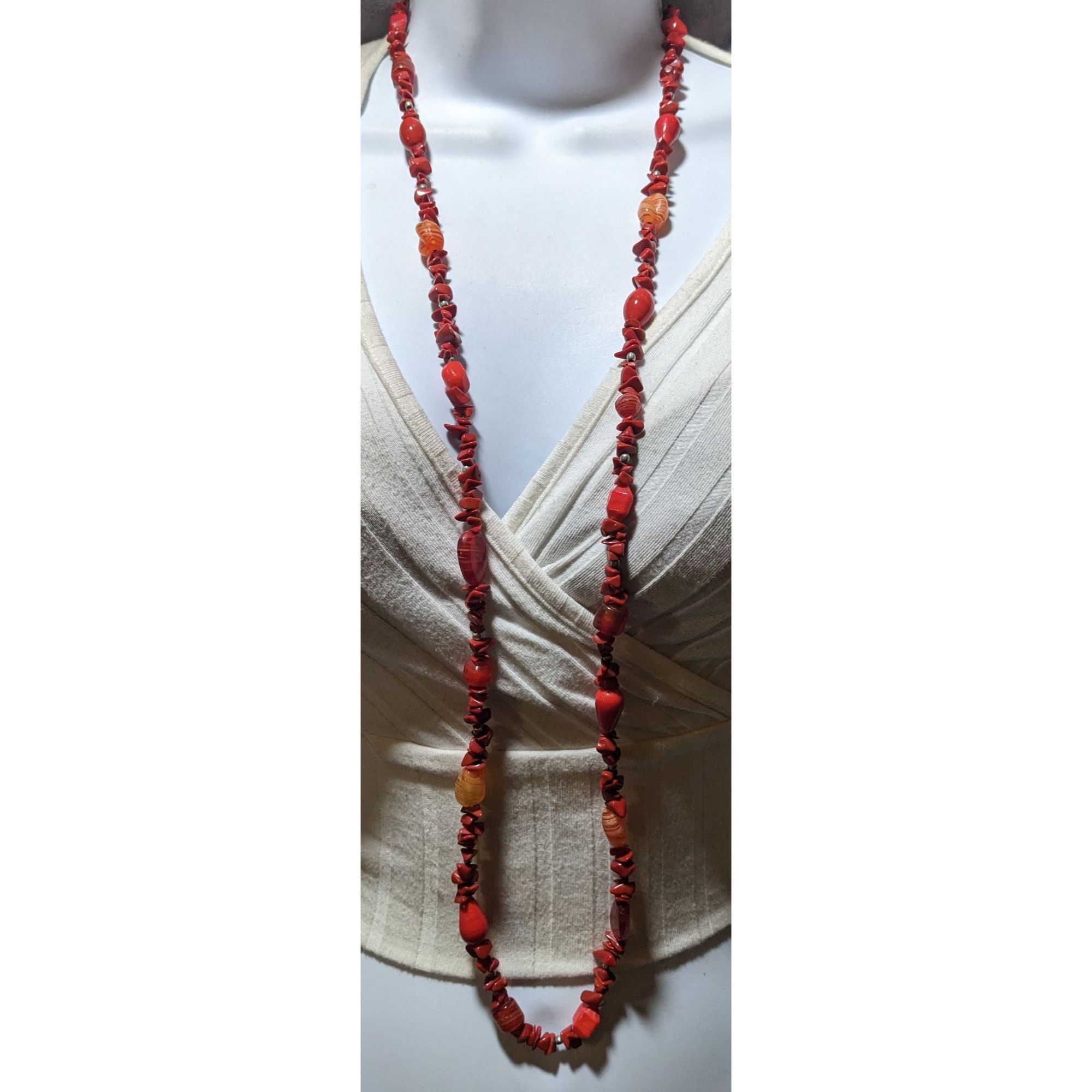 Other Red Jasper Chip And Glass Beaded Necklace Size ONE SIZE - 5 Thumbnail