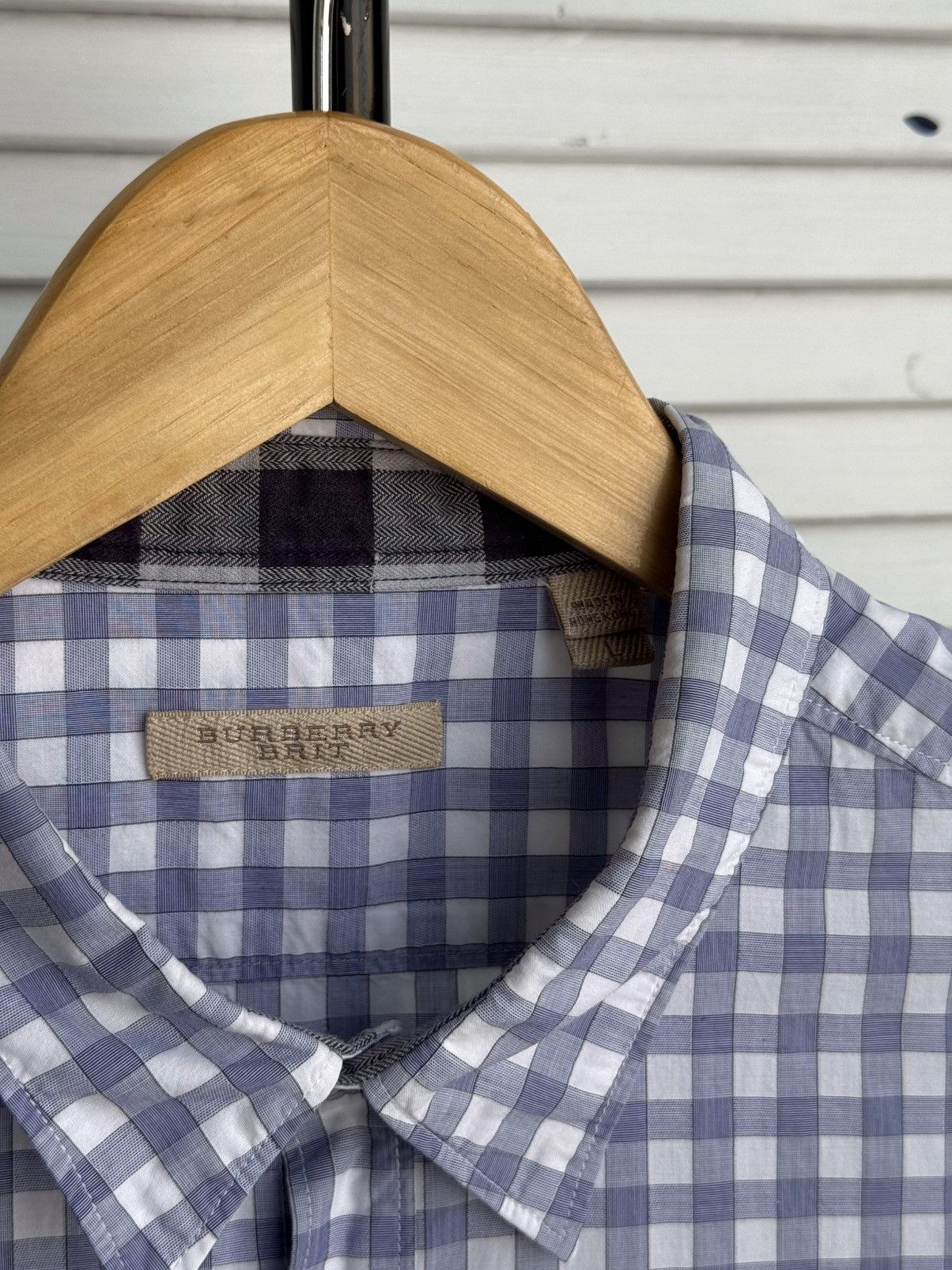 Burberry Burberry Brit Check Shirt Blue White Embroidered Logo Size US M / EU 48-50 / 2 - 9 Thumbnail