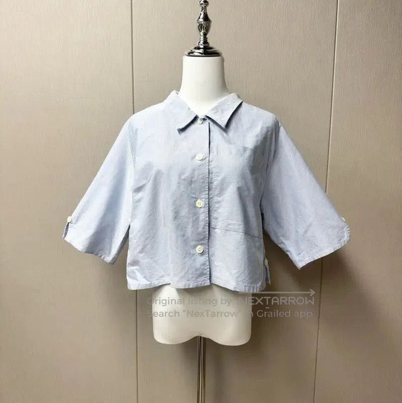 Thom Browne Thom Browne Stylish Blue Short Sleeve Blouse . Size M / US 6-8 / IT 42-44 - 1 Thumbnail