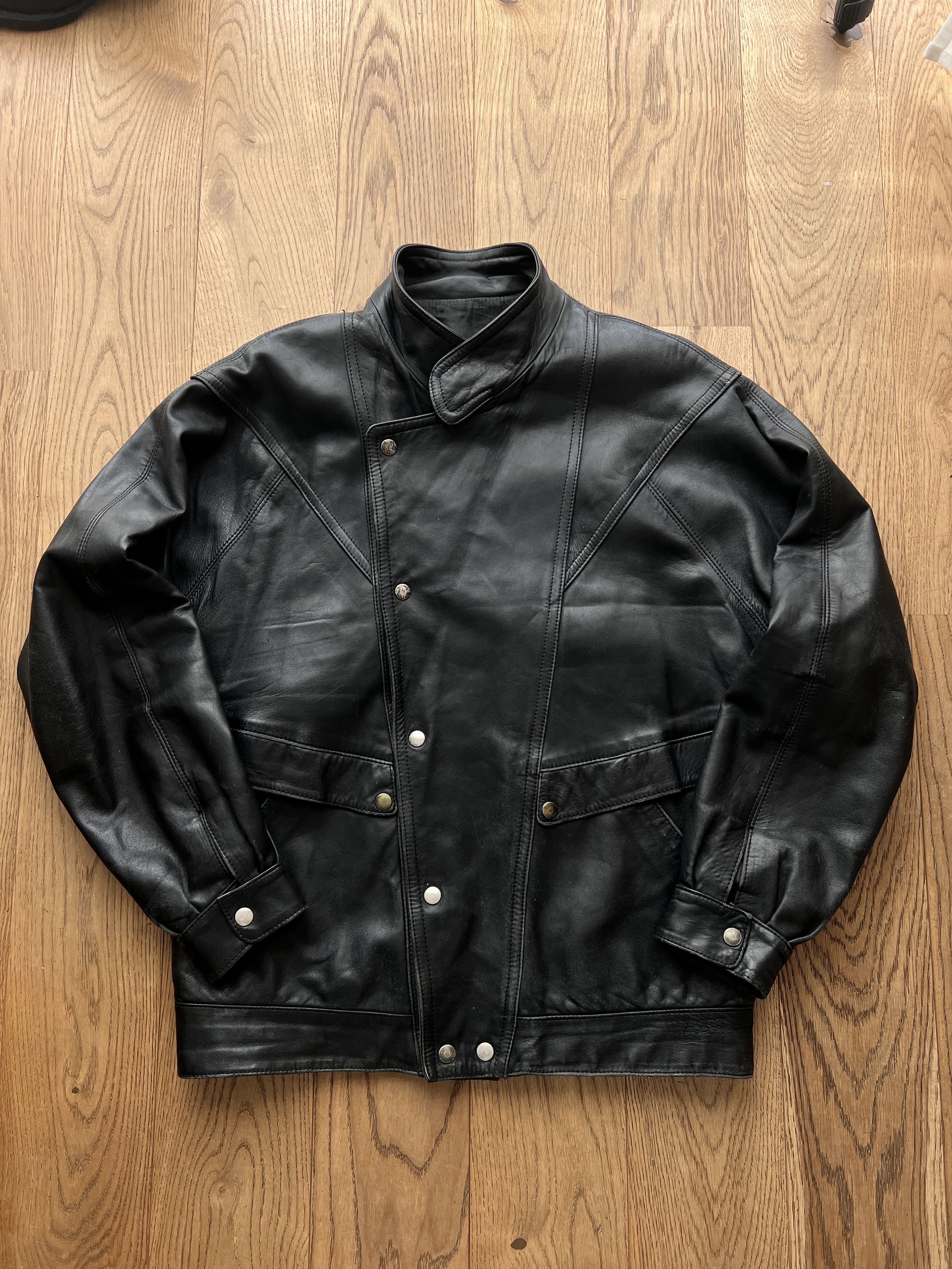 If Six Was Nine Rare Asymmetric rick owens type leather bomber racing jacket Size US L / EU 52-54 / 3 - 4 Thumbnail