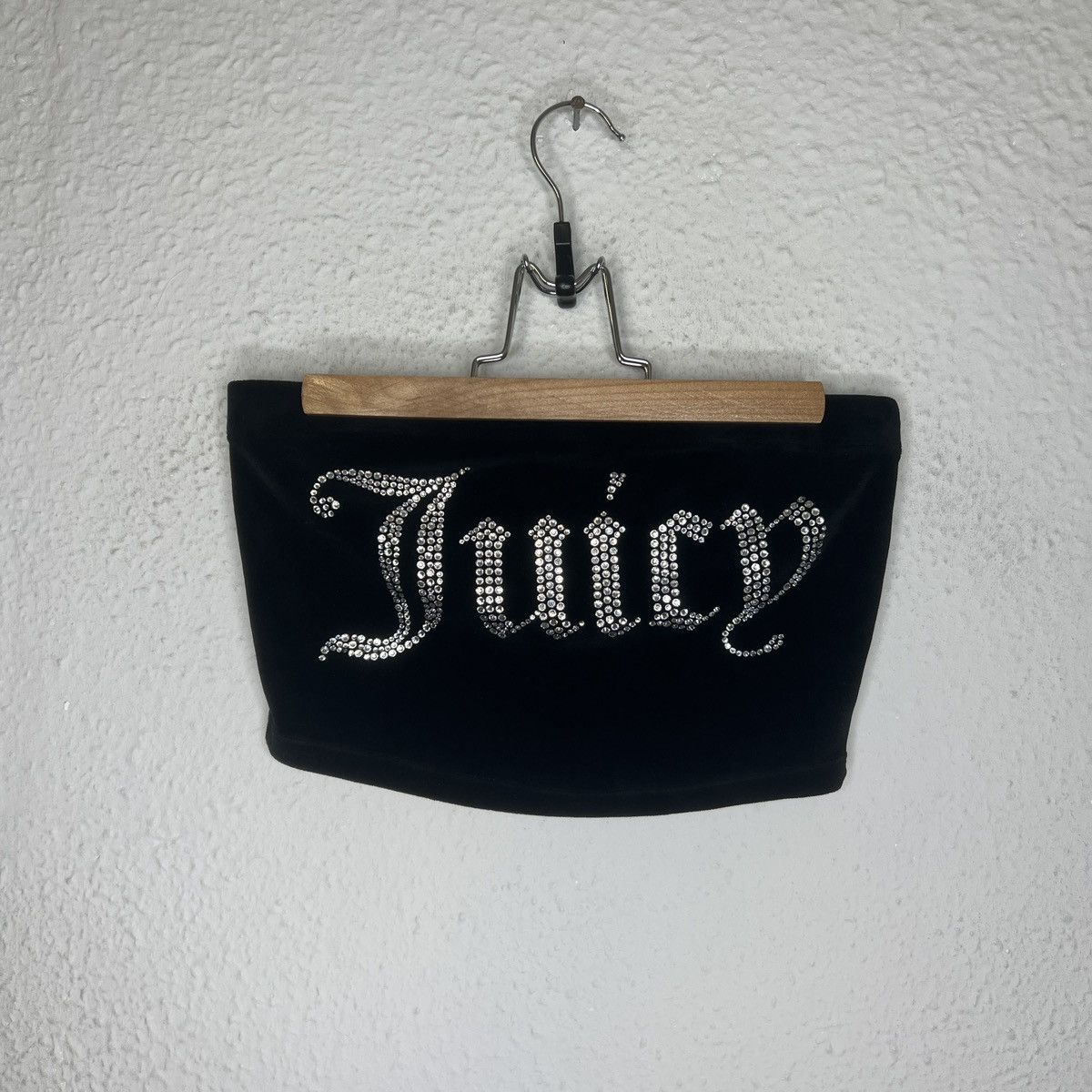 Juicy Couture JUICY COUTURE Cropped Tank In Hot Black Rhine Stone Big Logo Size XS / US 0-2 / IT 36-38 - 2 Thumbnail