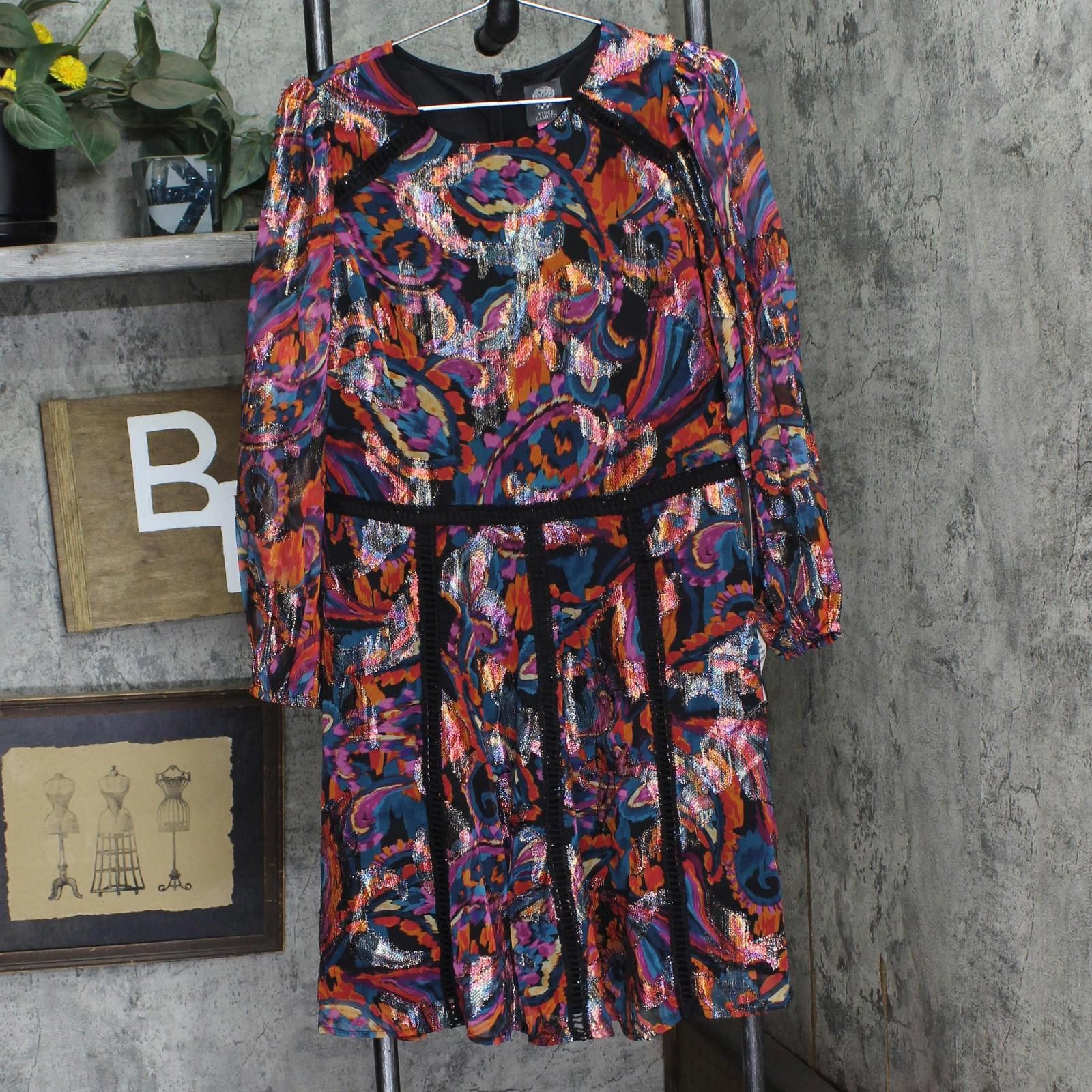 Vince Camuto Nwt Vince Camuto Chiffon Fit & Flare Dress Red Multi 12 Size XL / US 12-14 / IT 48-50 - 1 Thumbnail