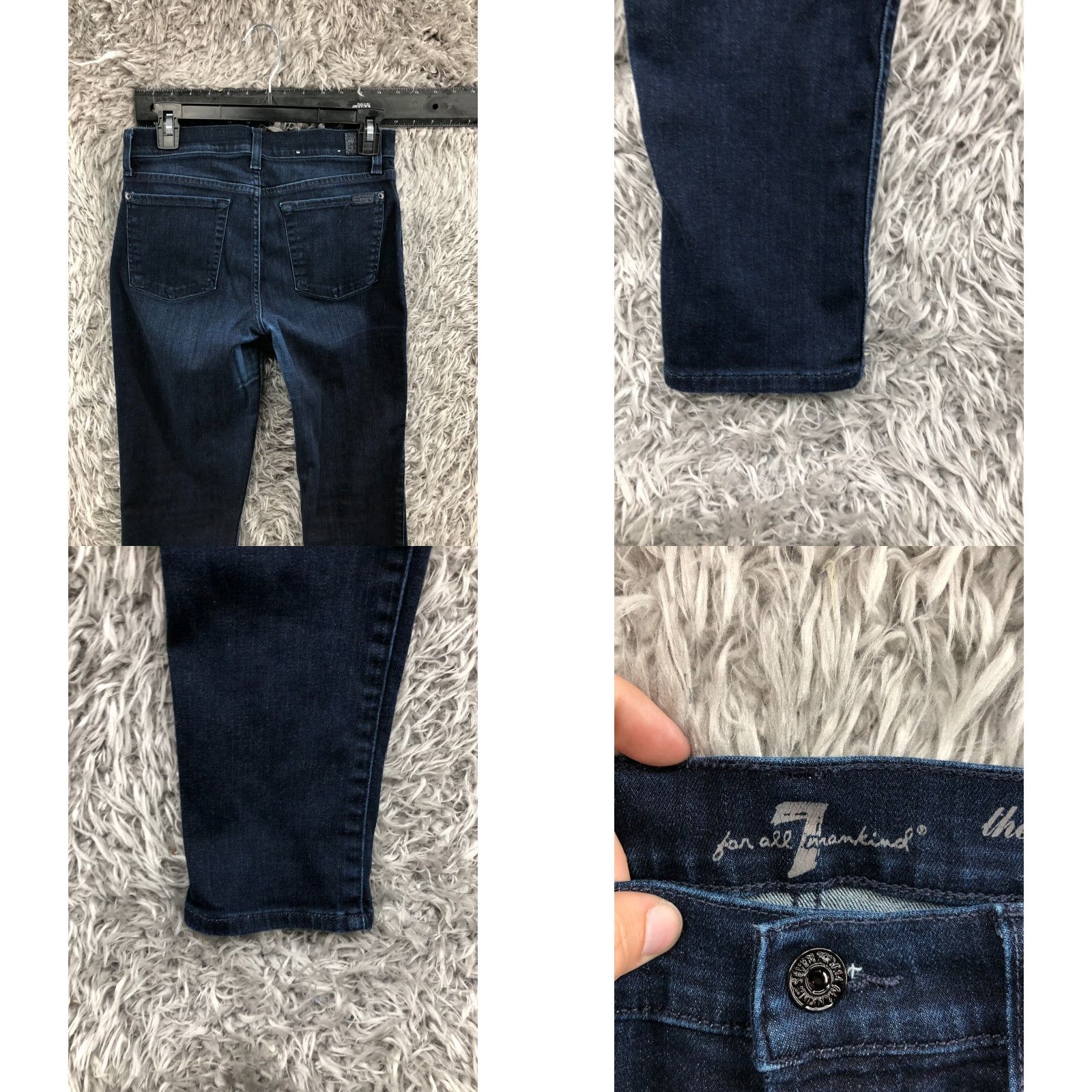 7 For All Mankind VINTAGE 7 For All Mankind Slim Cigarette Jeans 28 Womens Dark Blue Wash Skinny Denim Pants Size 28" / US 6 / IT 42 - 8 Thumbnail
