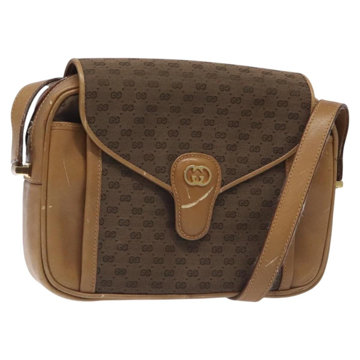 Gucci GUCCI Micro GG Canvas Shoulder Bag Brown Gold Size ONE SIZE - 1 Thumbnail