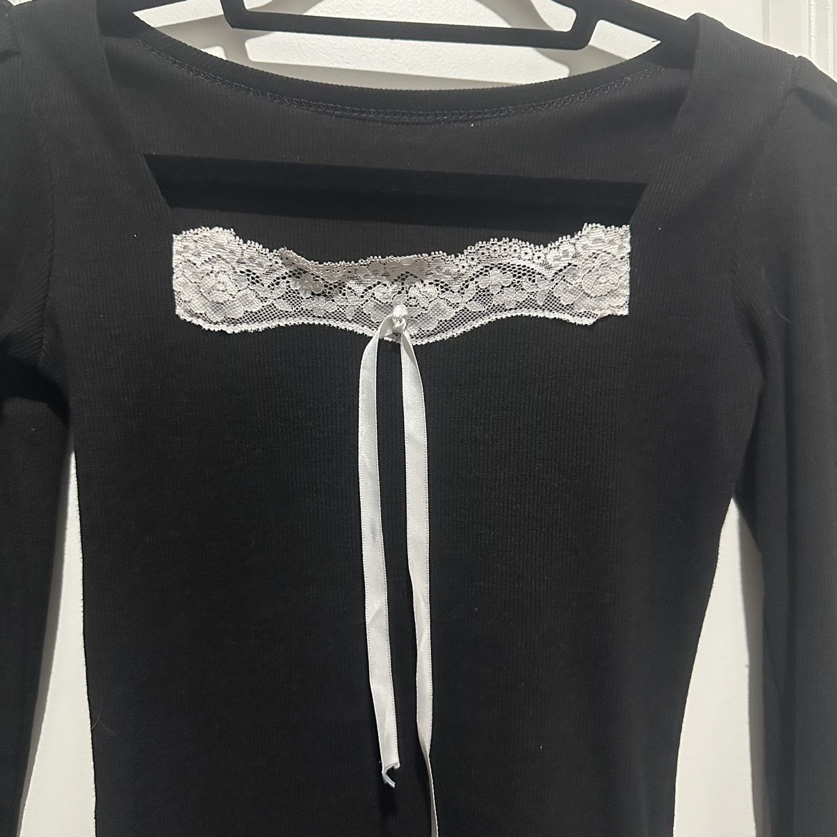 Other Square neck lace trim bow detail long sleeve mini dress Size XXS / US 00 / IT 34 - 5 Thumbnail