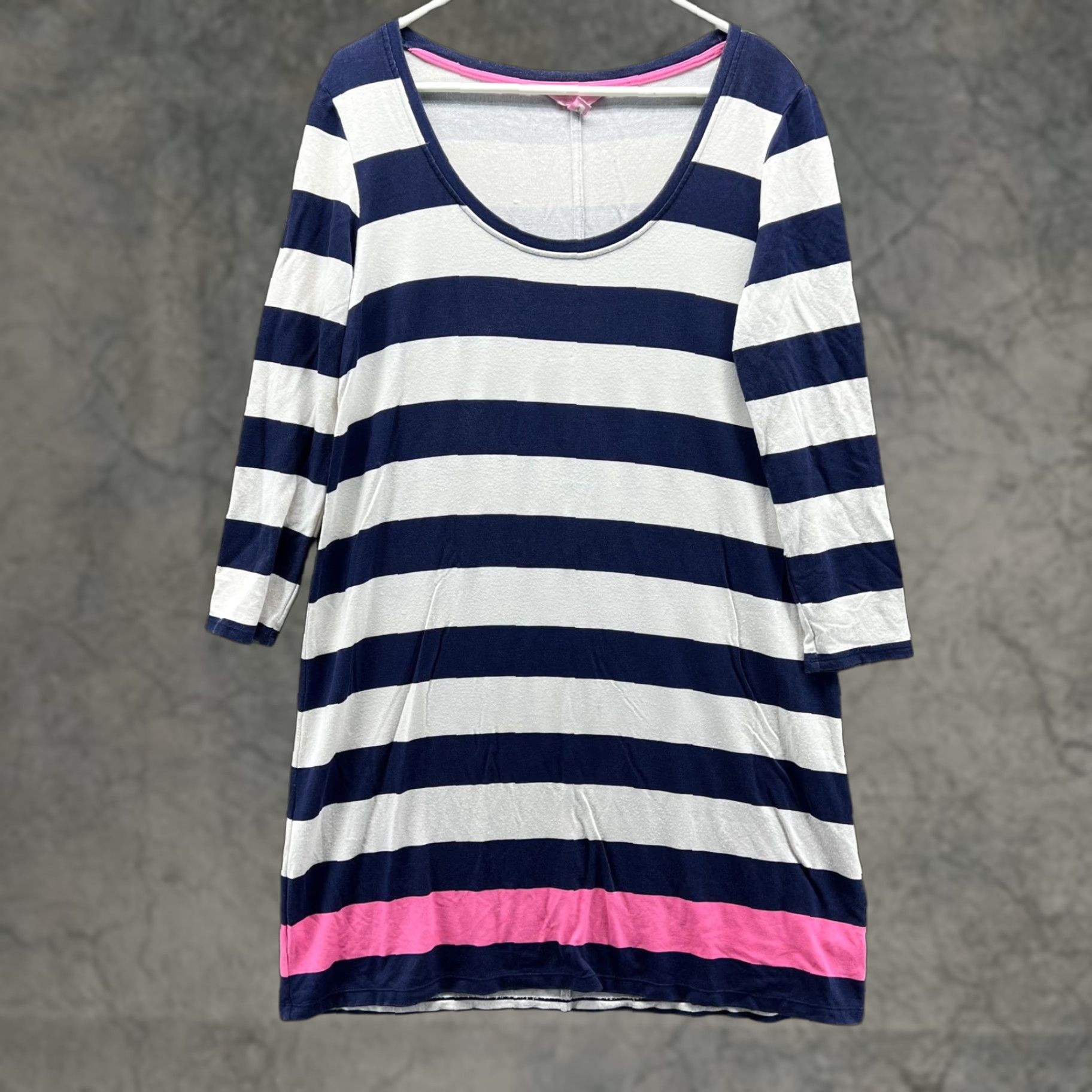 Lilly Pulitzer Lilly Pulitzer Shirt Dress Womens M Blue Striped Scoop 3/4 Sleeve Casual Vintage No (adapted: but must use only original words) Size M / US 6-8 / IT 42-44 - 1 Thumbnail