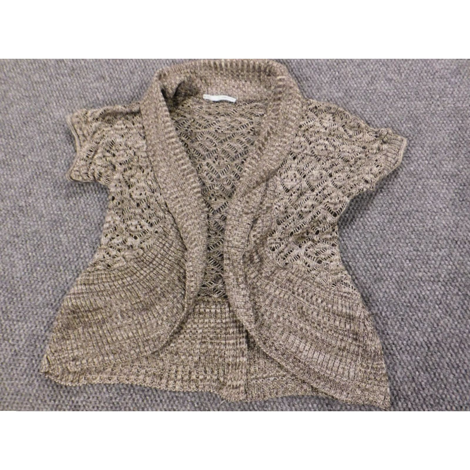Vintage Maurices Womens Sweater Cardigan Crew Neck Short Sleeve XS Brown Knit Stretch Bow Button Vintage: No Regular Size XS / US 0-2 / IT 36-38 - 3 Thumbnail