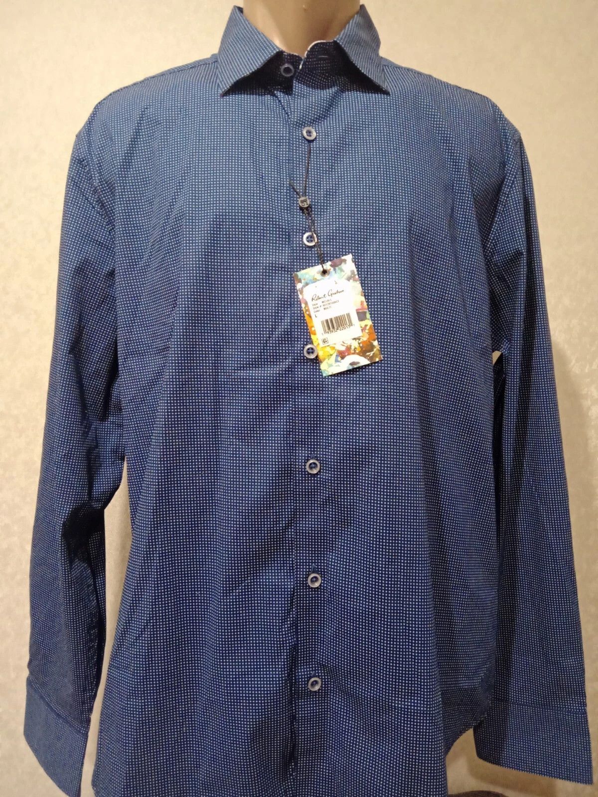 Robert Graham NWT Robert Graham McCall Navy Blue, Polka Dot Shirt Size L Size US L / EU 52-54 / 3 - 3 Thumbnail