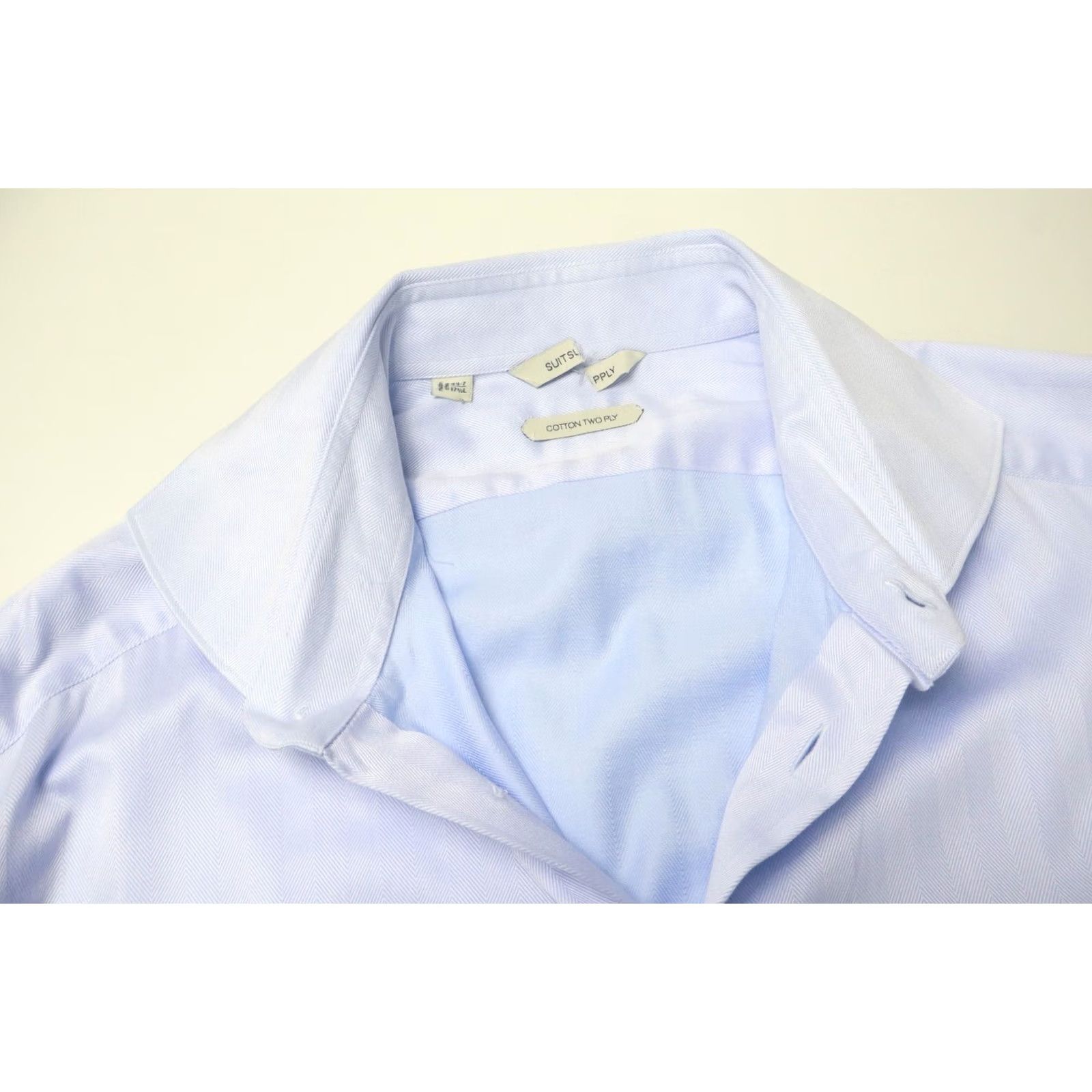 Suitsupply Suitsupply Cotton Twoplay Formal Shirt Men's 44-7/17 1/2L Blue Long Sleeve Shirt Mens Slim 100% Cotton Size 44R - 4 Thumbnail