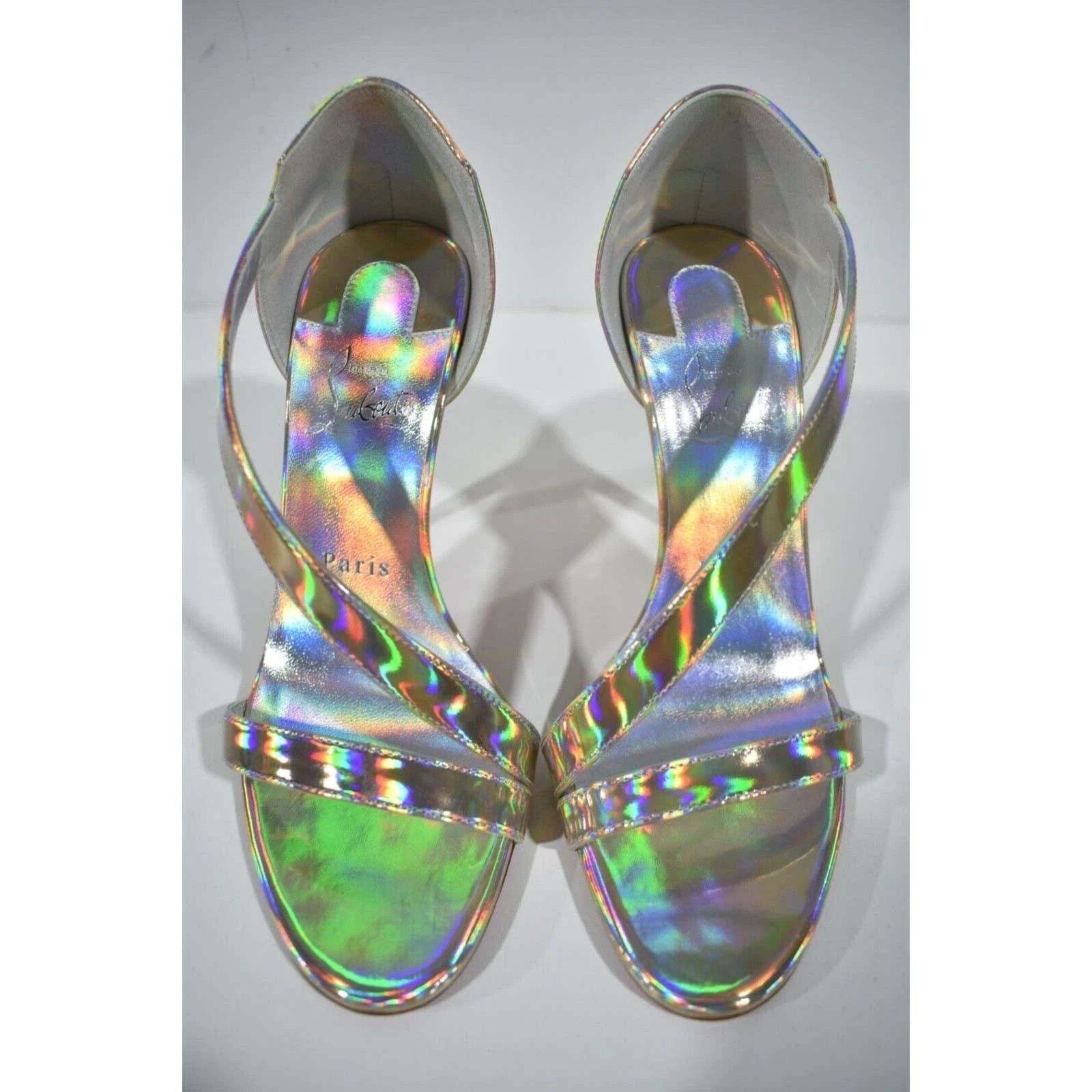 Christian Louboutin Astridal 100 Gold Patent Psychic Strap Sandal Heel Pump 38.5 Size US 8.5 / IT 38.5 - 7 Thumbnail