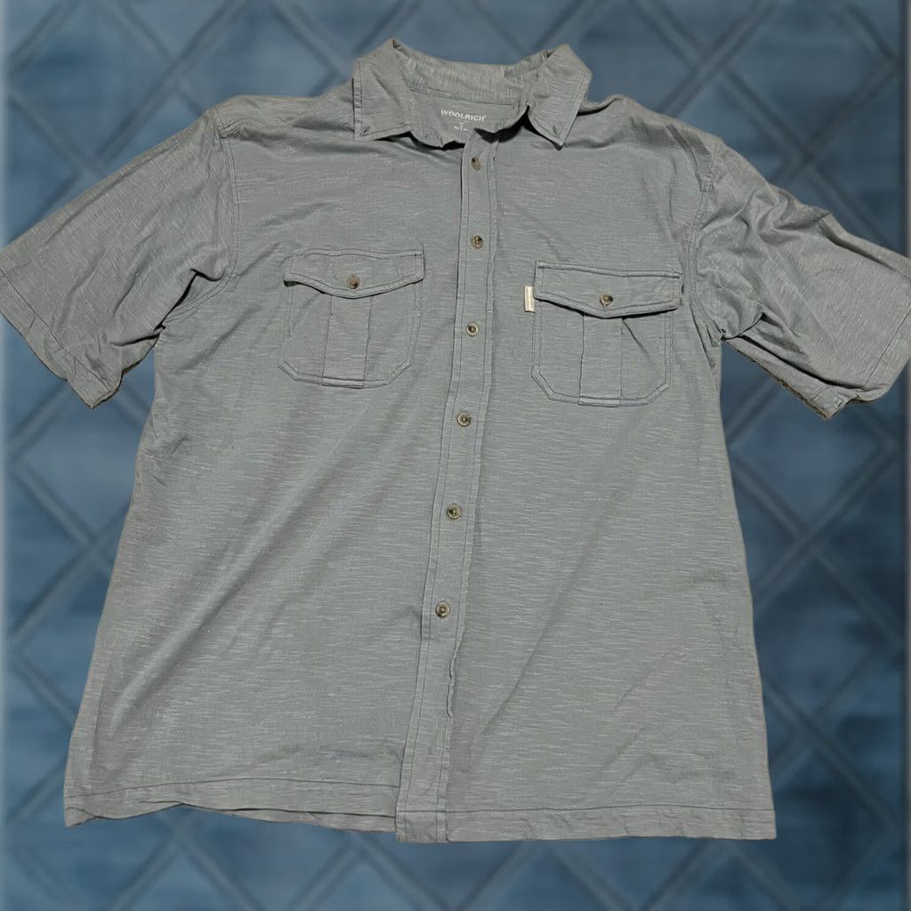 Vintage Woolrich Shirt Mens XL Gray Short Sleeve Button Up Pockets Casual Cotton Size US XL / EU 56 / 4 - 1 Thumbnail