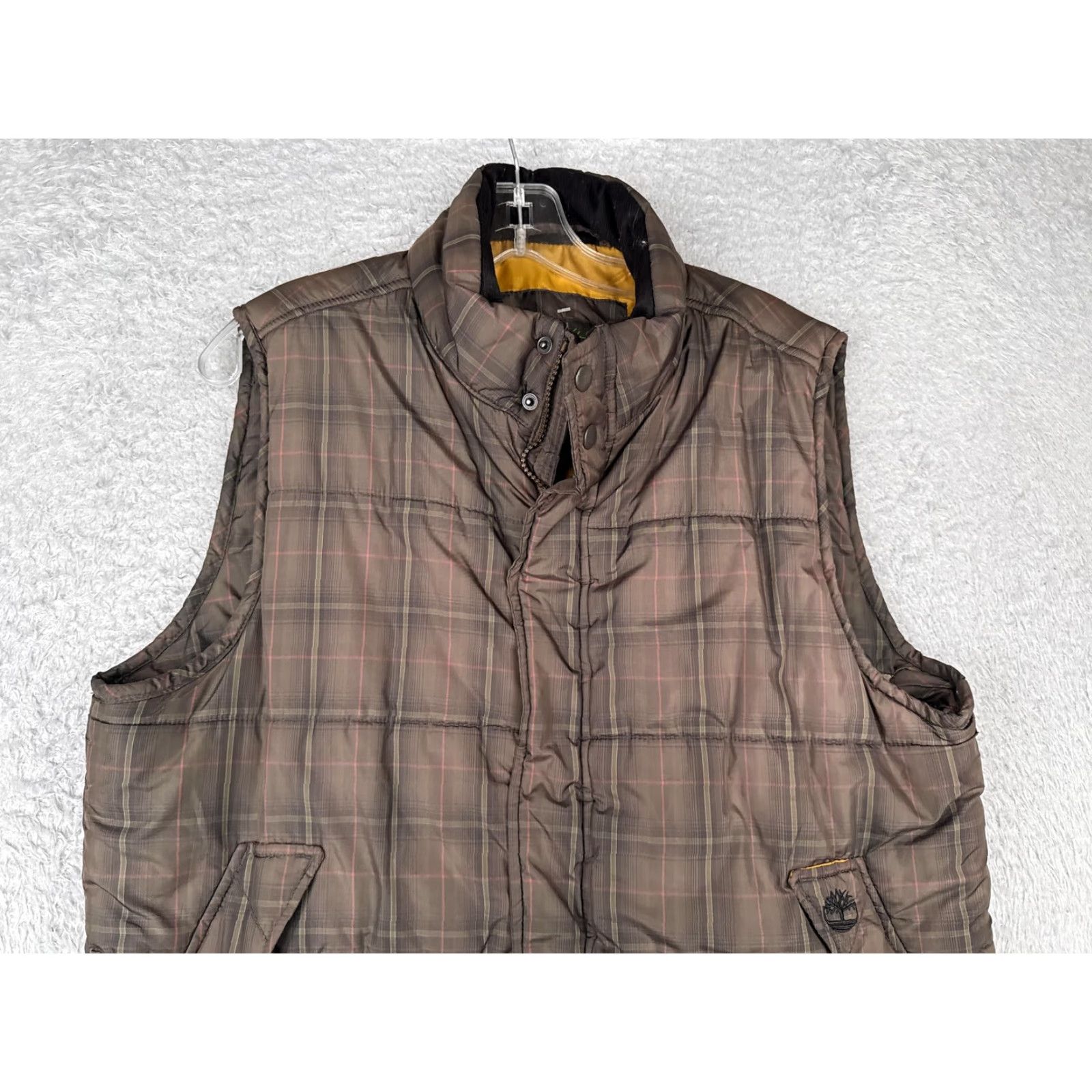 Timberland Timberland Vest Mens Medium Brown Plaid Quilted Puffer Zip Snap Pockets Logo Size US M / EU 48-50 / 2 - 6 Thumbnail