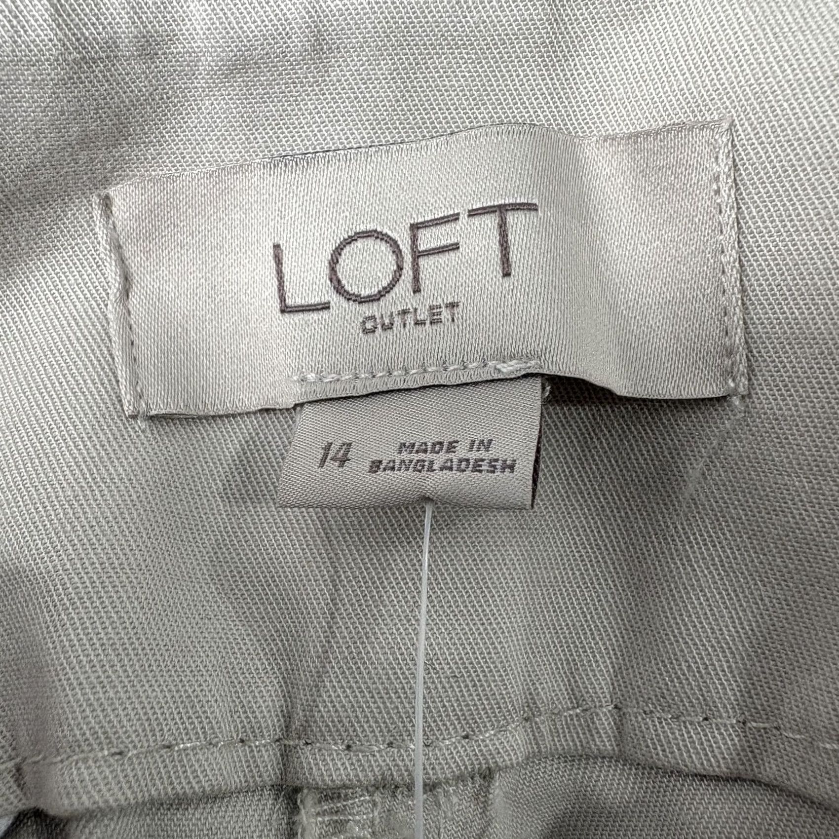 Loft LOFT Beige Crop Pants Womens 14 Twill Stretch Straight Leg NWT Casual Workwear Pockets Zip Front Flat Front 24in Inseam Regular Size 36" / US 14 / IT 50 - 3 Thumbnail
