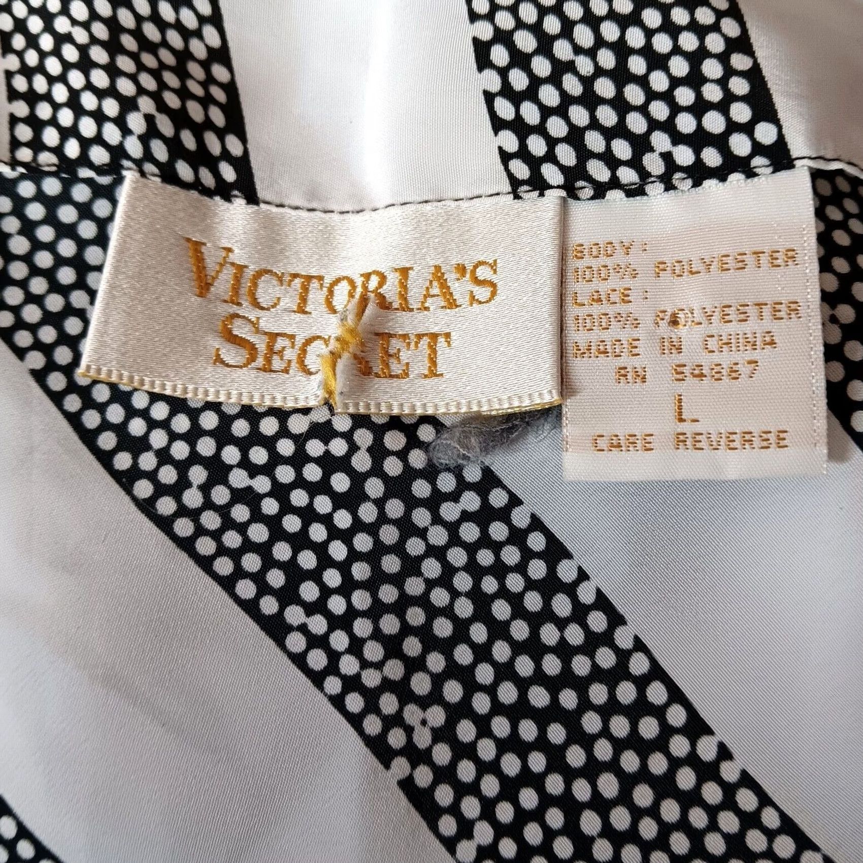Victoria's Secret VINTAGE Victoria's Secret L Sleep Top Cami Black White Stripe Sexy Lace Gold Tag Size L / US 10 / IT 46 - 2 Thumbnail