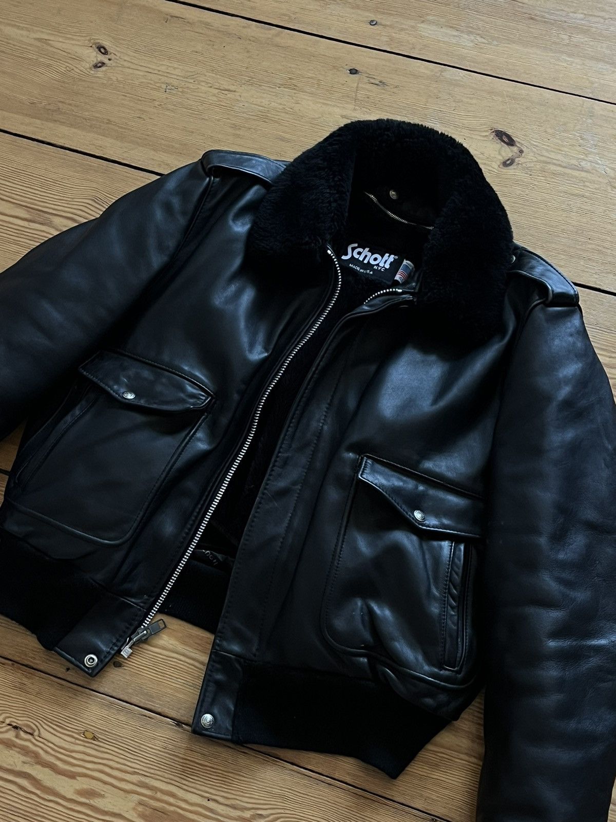 Schott Schott leather jacket aviator Size US L / EU 52-54 / 3 - 1 Thumbnail