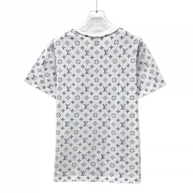 Louis Vuitton Louis Vuitton White logo full-print cotton crewneck short- Size M / US 6-8 / IT 42-44 - 2 Thumbnail