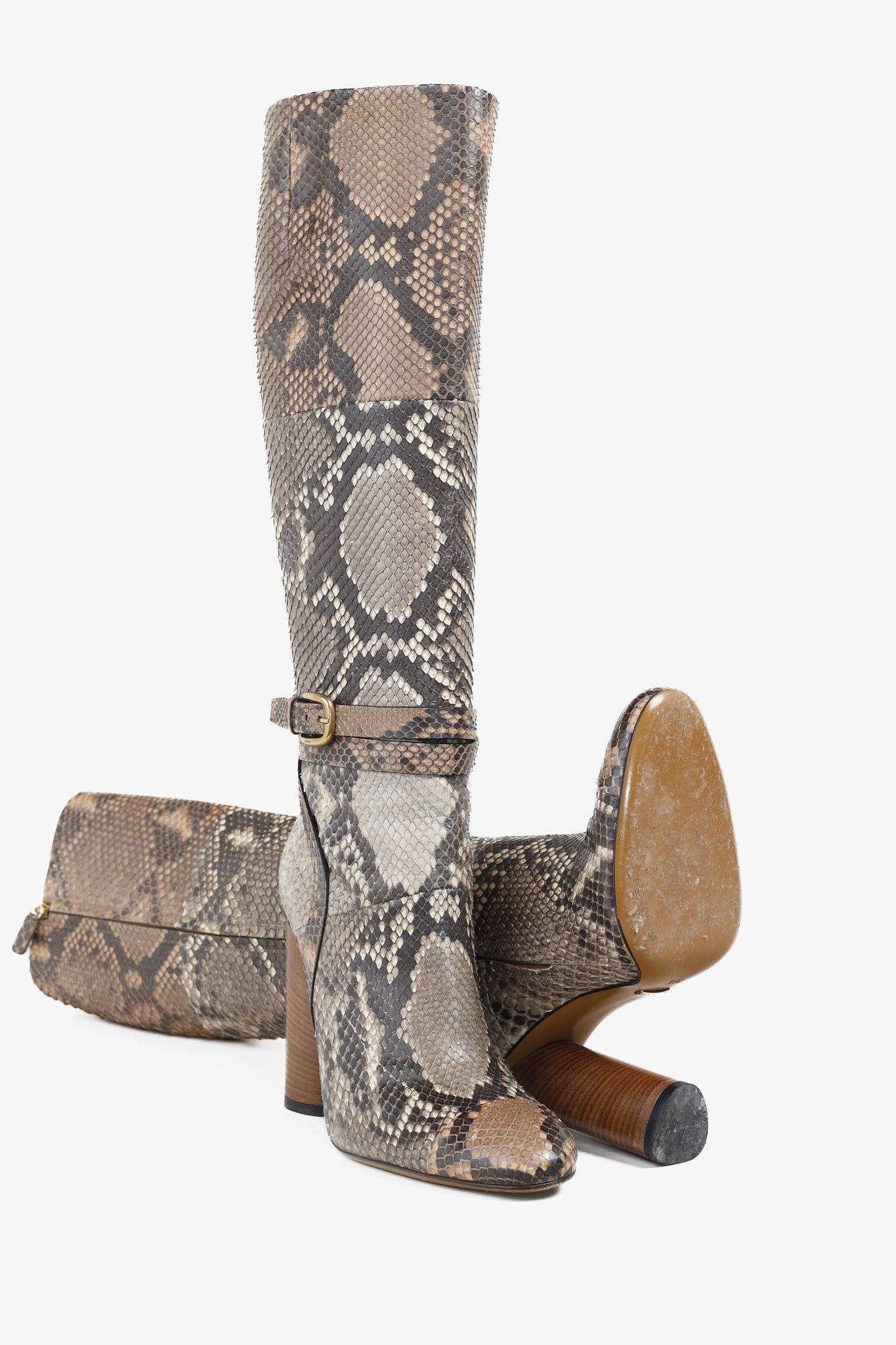 Gucci Gucci SS/15 Runway Python Buckled Knee-High Boots Size US 9 / IT 39 - 4 Thumbnail