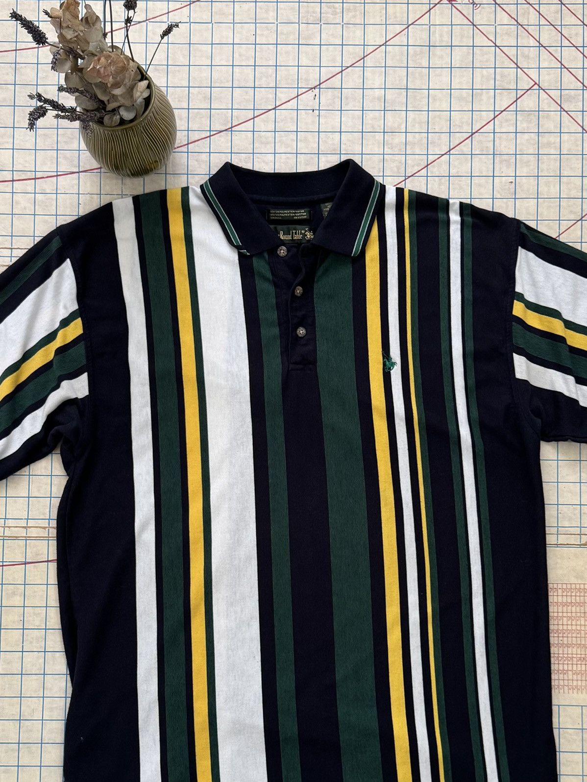 Vintage Vintage Knights of Round Table Striped Polo Mens Size Large Size US L / EU 52-54 / 3 - 3 Thumbnail
