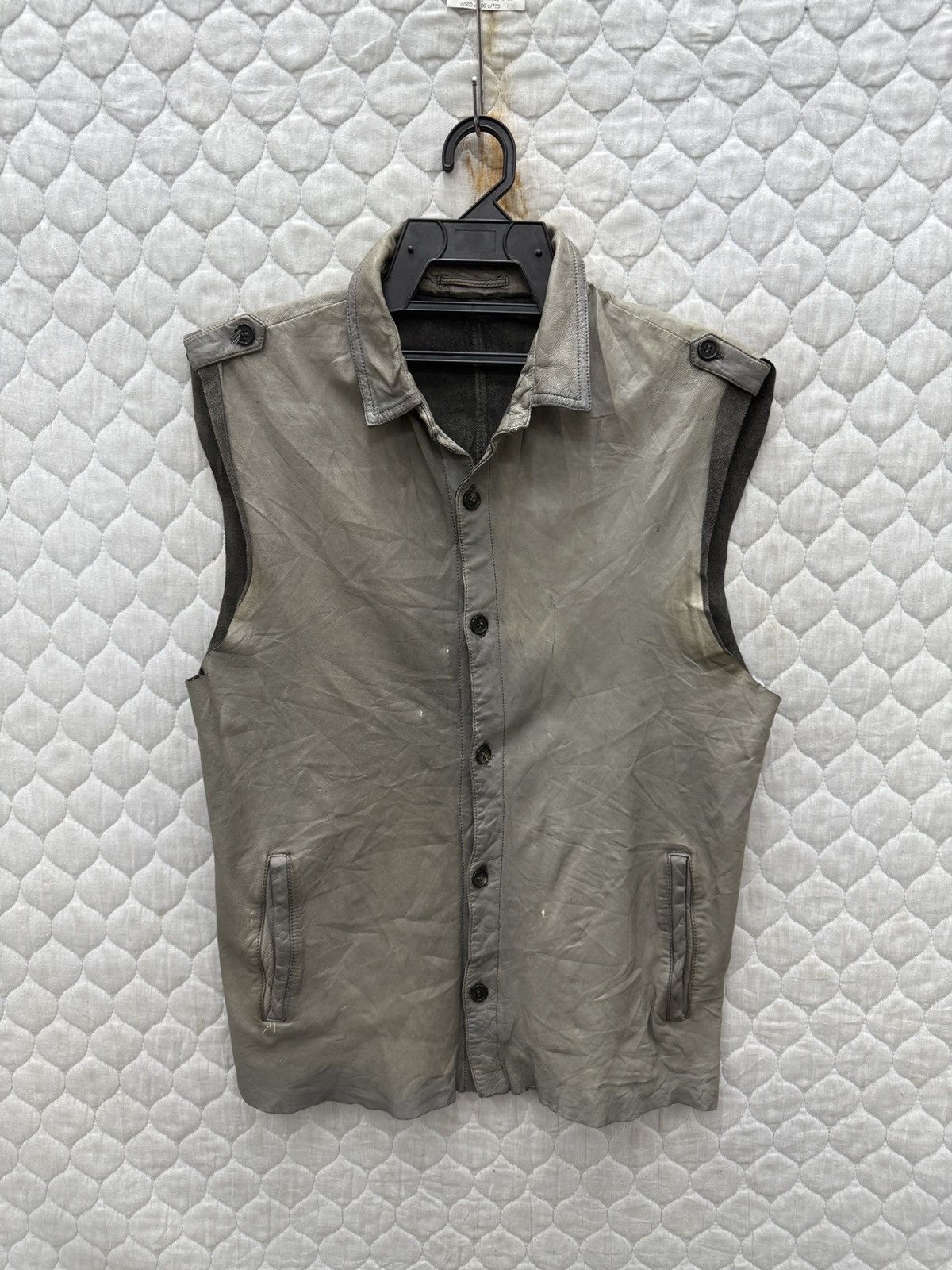 Drome 🔥🔥🔥ARCHIVE DROMe LEATHER SLEEVELESS BUTTON UP Size US M / EU 48-50 / 2 - 1 Thumbnail