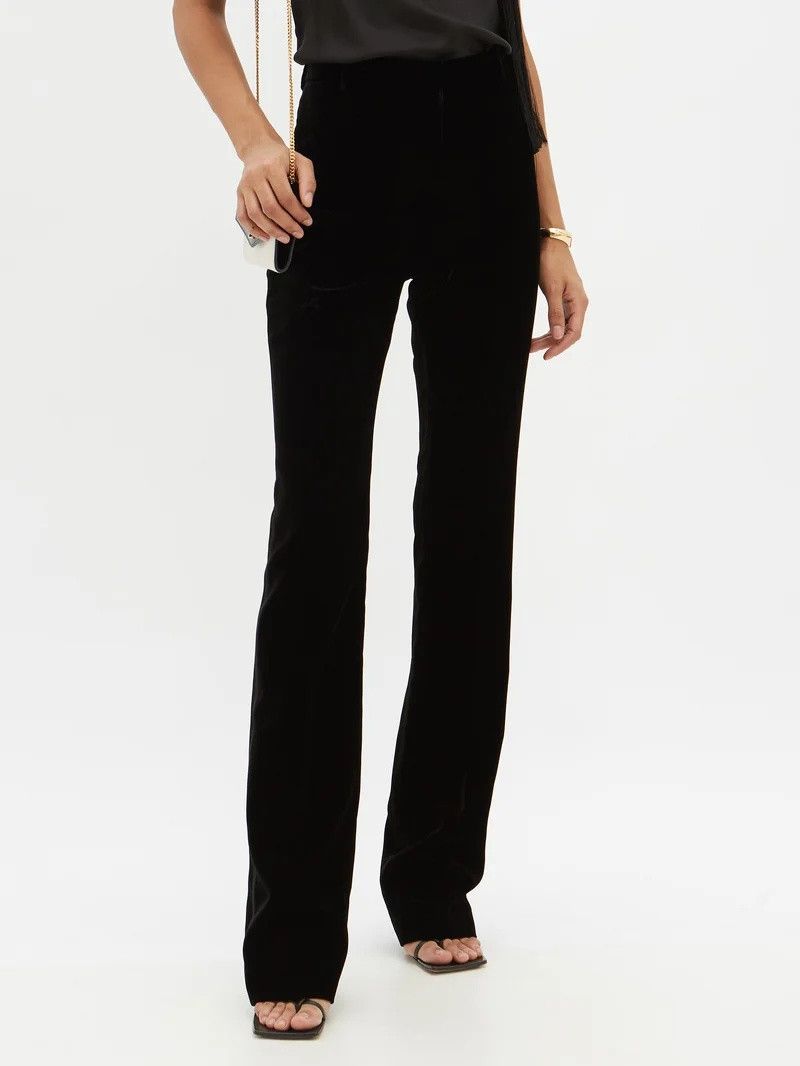 Saint Laurent Paris o1b1hav111124 Pants Velours Cupro Organiq Midnight Blue Size 30" / US 8 / IT 44 - 6 Thumbnail