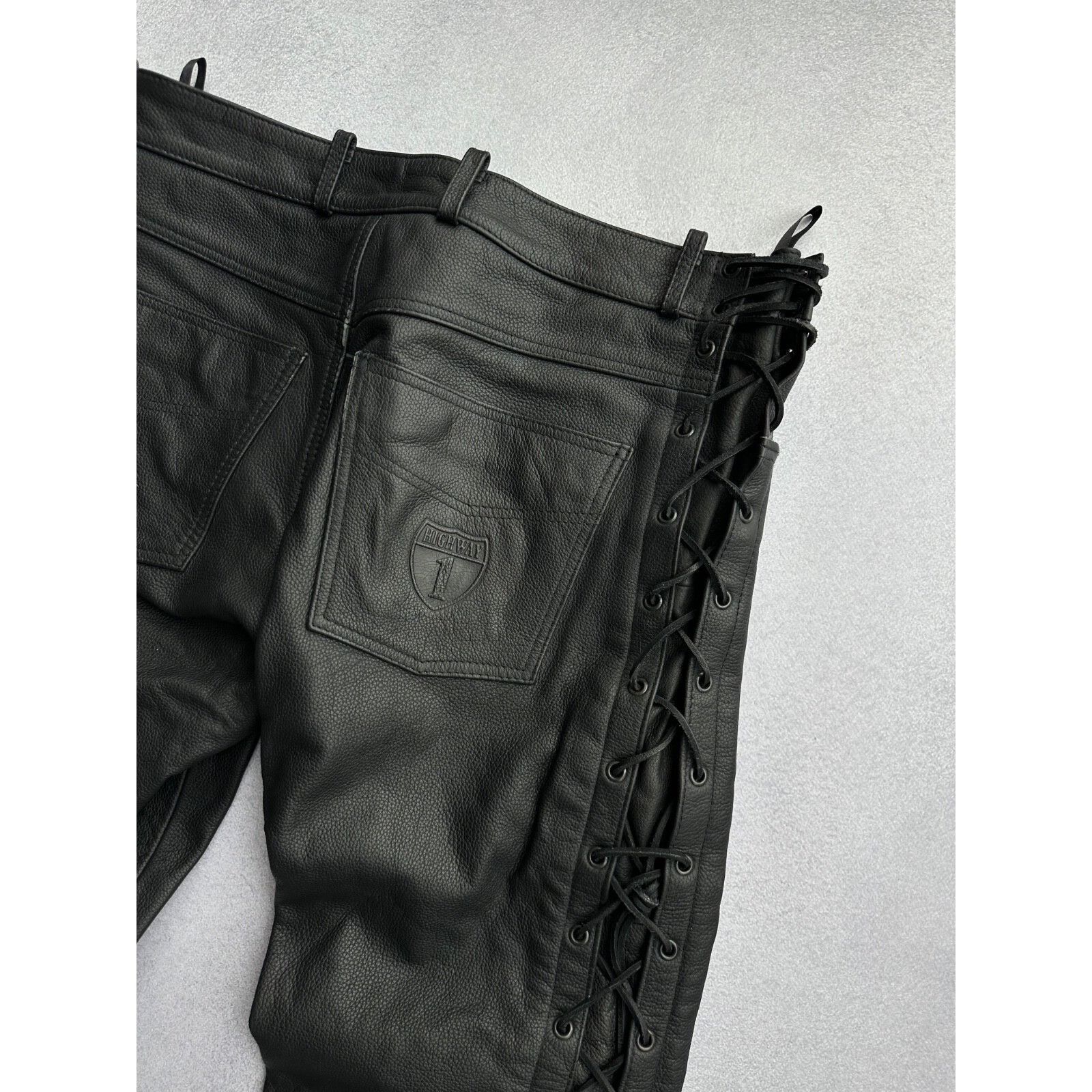 Vintage VTG HighWay 1 Black Leather Lace-Up Moto Genuine Leather Size US 30 / EU 46 - 19 Thumbnail