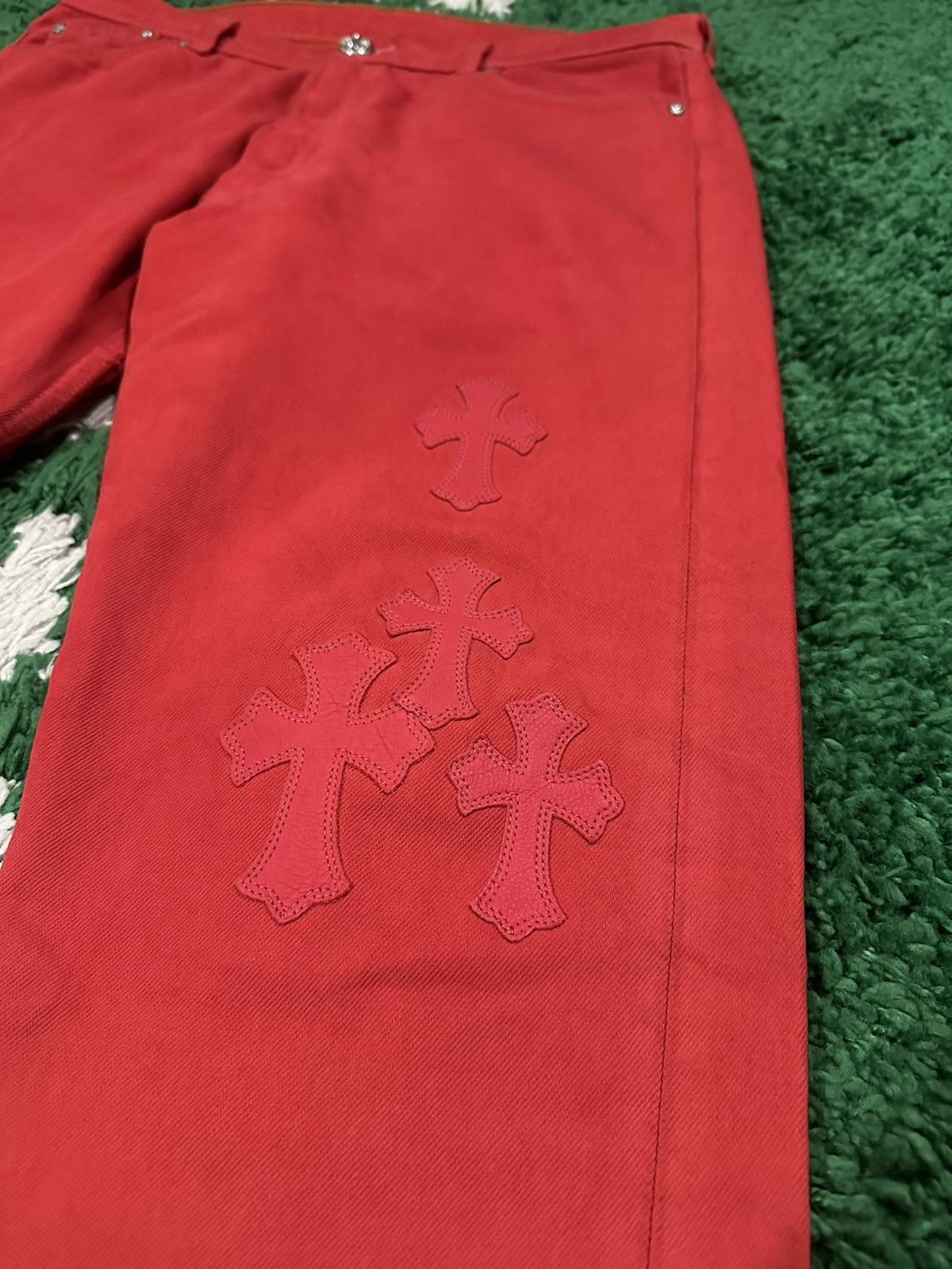 Chrome Hearts Chrome Hearts Paris Exclusive Jeans Red Size US 33 - 2 Thumbnail