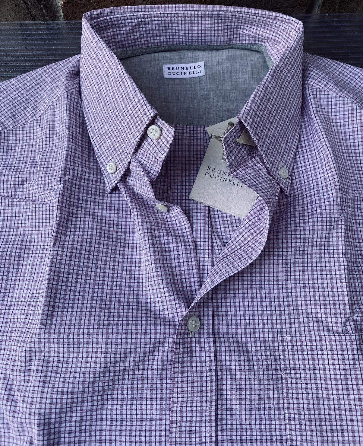 Brunello Cucinelli Brunello Cucinelli 🇮🇹 pink check button up dress shirt XL NWT Size US XL / EU 56 / 4 - 9 Thumbnail
