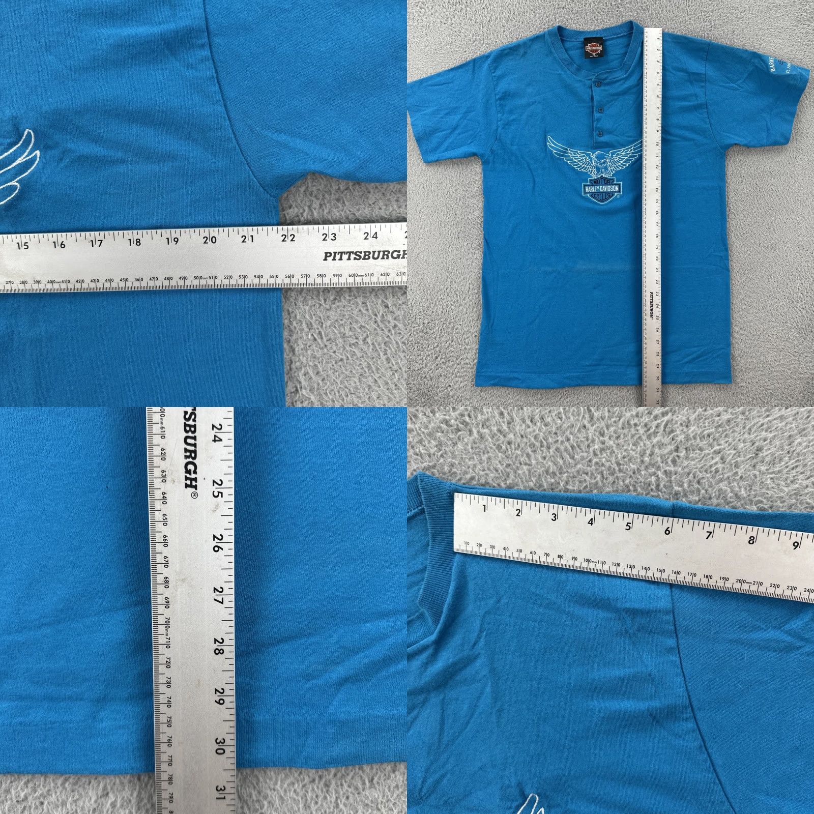 Harley Davidson VINTAGE Harley-Davidson Mens XL Embroidered Henley T Shirt Blue USA Made Size US XL / EU 56 / 4 - 9 Thumbnail
