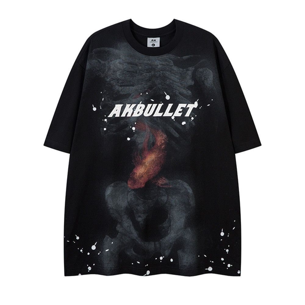 Japanese Brand × Vintage Street fashion fuzzy print skull short sleeve tee Size US M / EU 48-50 / 2 - 1 Thumbnail