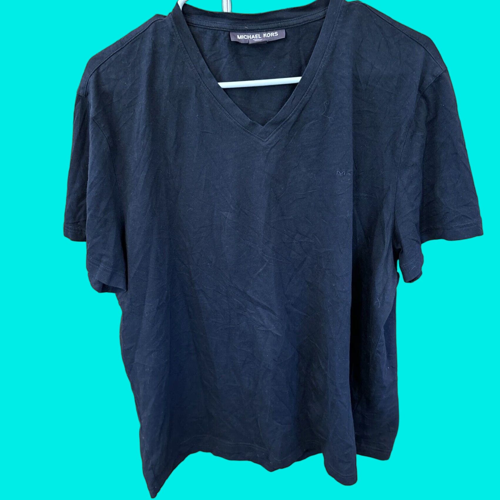 Michael Kors Michael Kors Women T-Shirt Black Short Sleeve V-Neck XL Pullover Basic Minimalist Knit 100% Cotton Regular Fit Beach Casual Workwear Size XL / US 12-14 / IT 48-50 - 1 Thumbnail